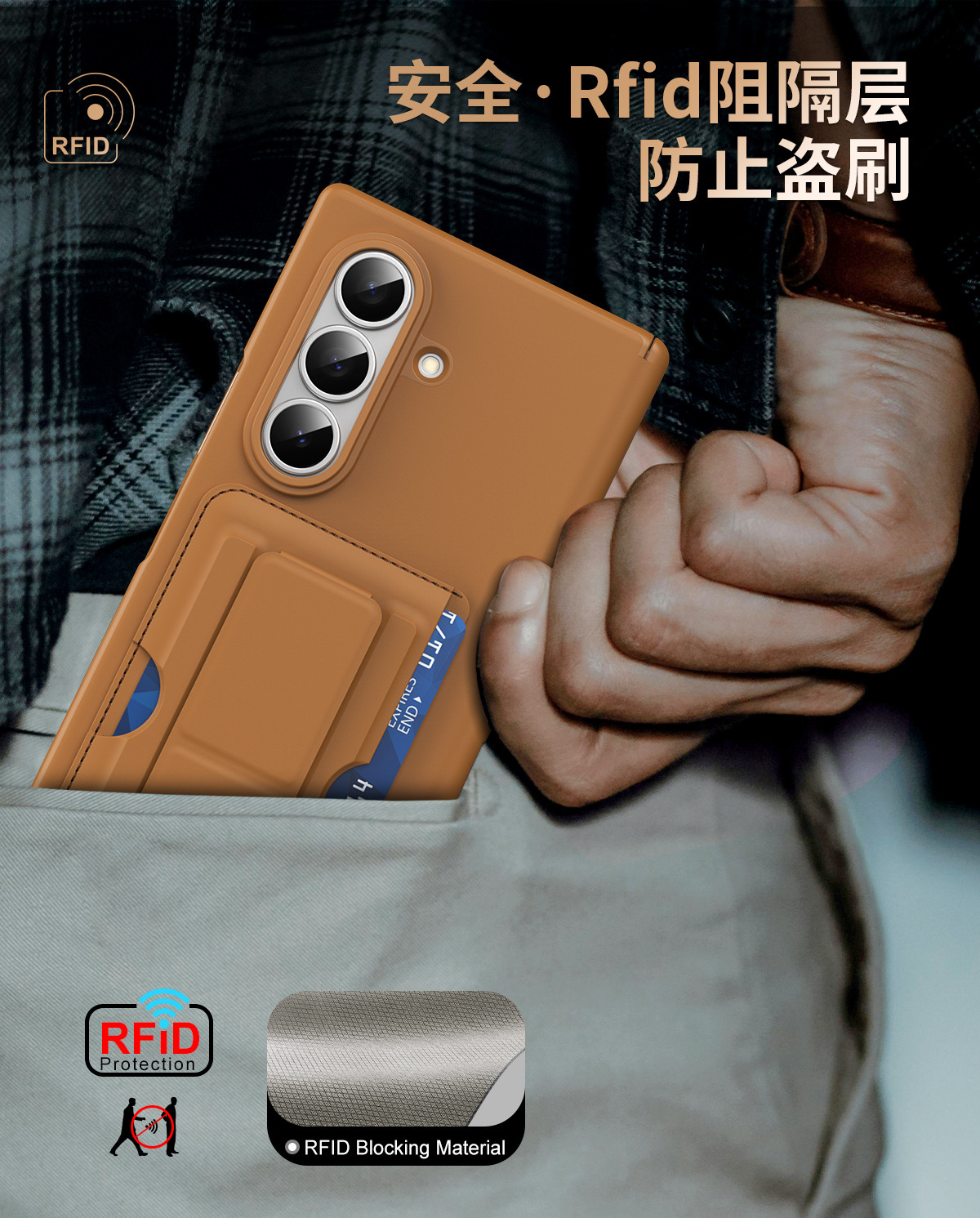 Compatible with Samsung Z Fold8/7 phone case, 6/5 SIM card holder, wrist strap, stand, vegan leather hinge, shockproof protective case.