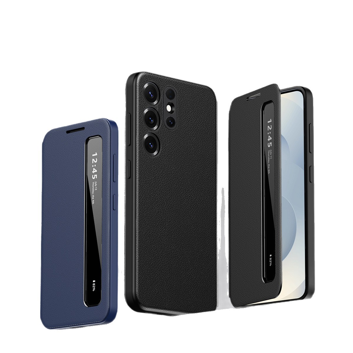 Compatible with Samsung S26 Ultra phone case, A57, no flip-cover required for answering calls, S25FE sleep mode, and S24U smart side window leather case.