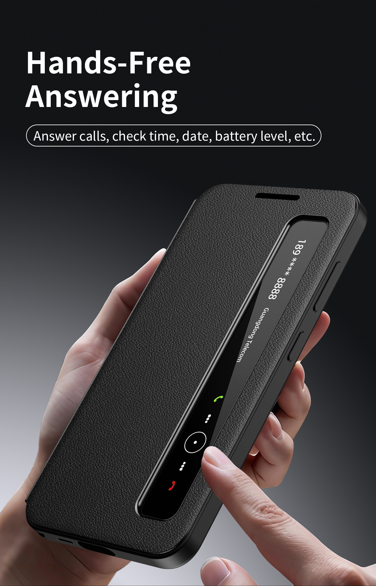 Compatible with Samsung S26 Ultra phone case, A57, no flip-cover required for answering calls, S25FE sleep mode, and S24U smart side window leather case.