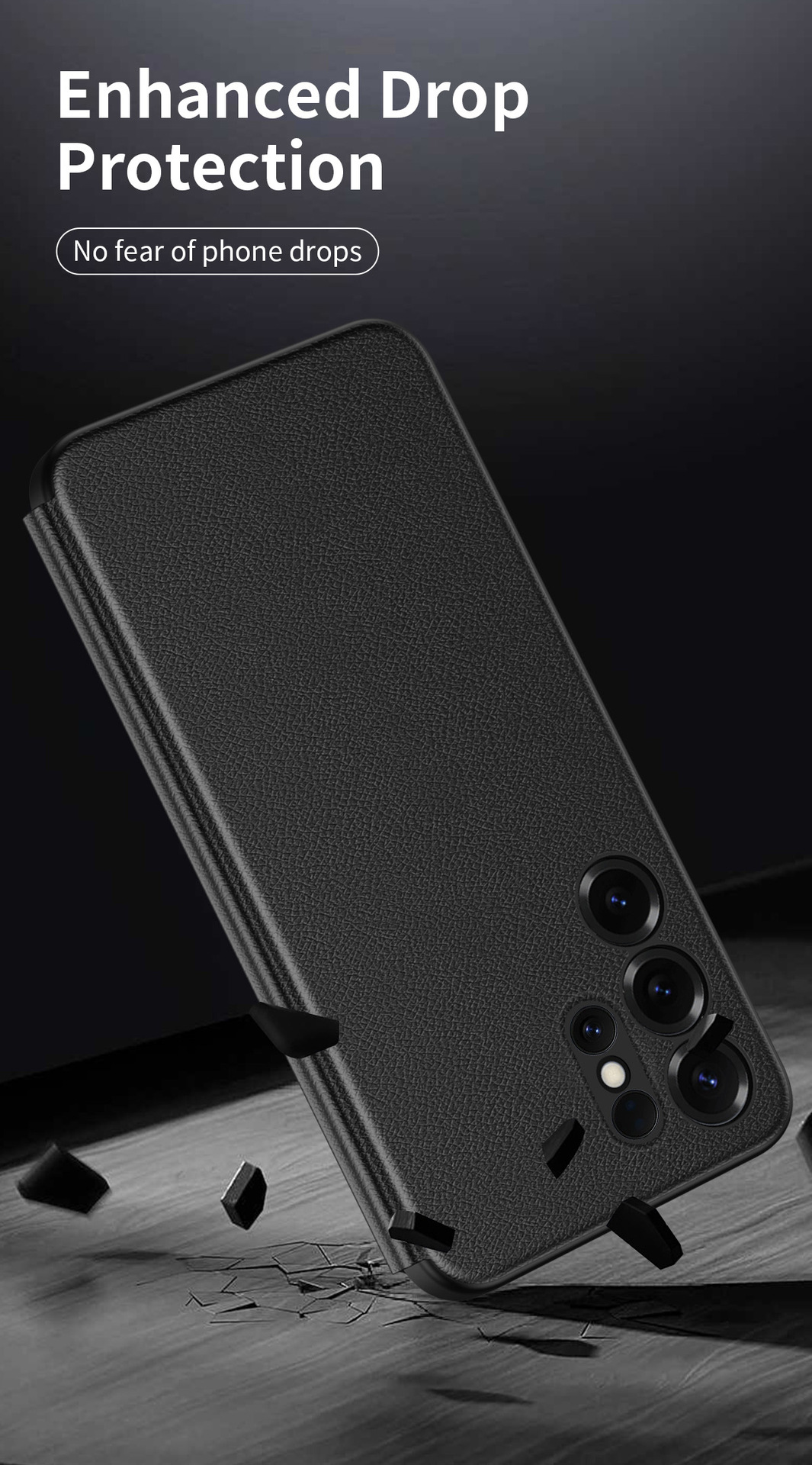 Compatible with Samsung S26 Ultra phone case, A57, no flip-cover required for answering calls, S25FE sleep mode, and S24U smart side window leather case.