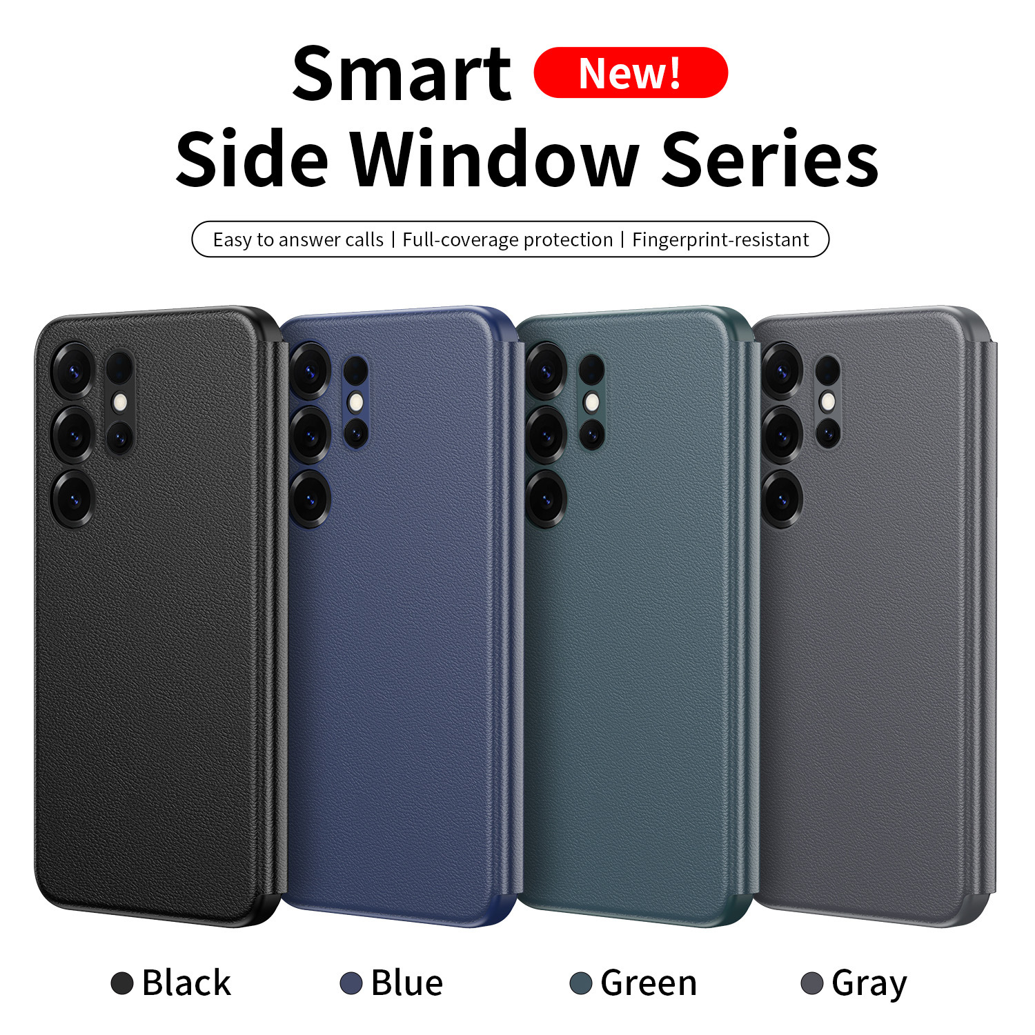 Compatible with Samsung S26 Ultra phone case, A57, no flip-cover required for answering calls, S25FE sleep mode, and S24U smart side window leather case.