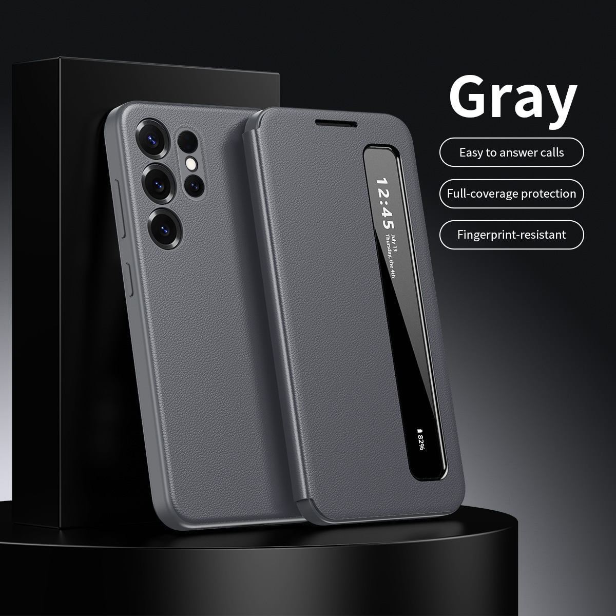 Compatible with Samsung S26 Ultra phone case, A57, no flip-cover required for answering calls, S25FE sleep mode, and S24U smart side window leather case.