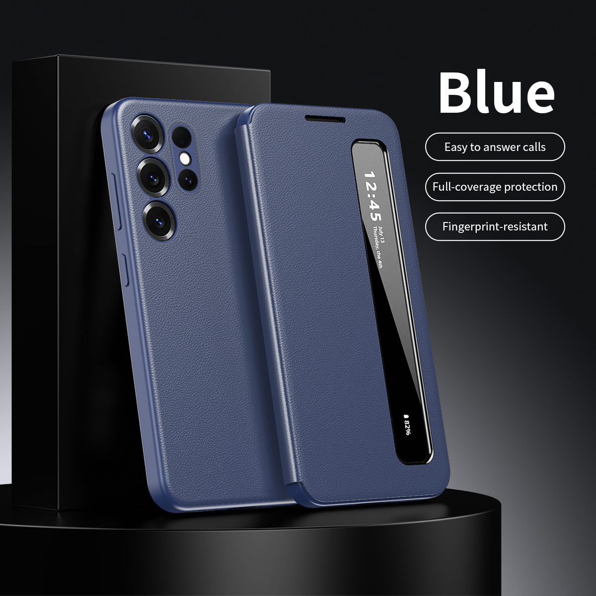 Compatible with Samsung S26 Ultra phone case, A57, no flip-cover required for answering calls, S25FE sleep mode, and S24U smart side window leather case.