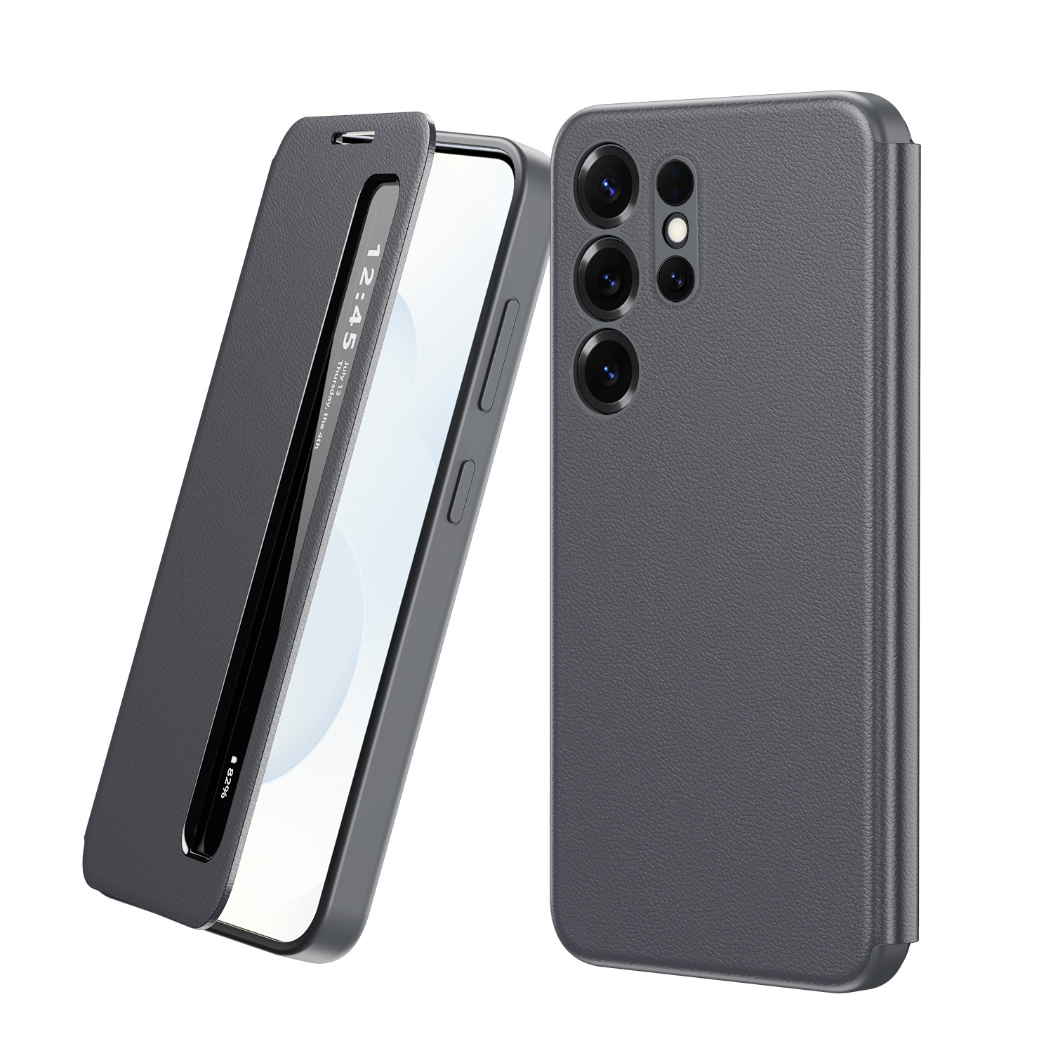 Compatible with Samsung S26 Ultra phone case, A57, no flip-cover required for answering calls, S25FE sleep mode, and S24U smart side window leather case.