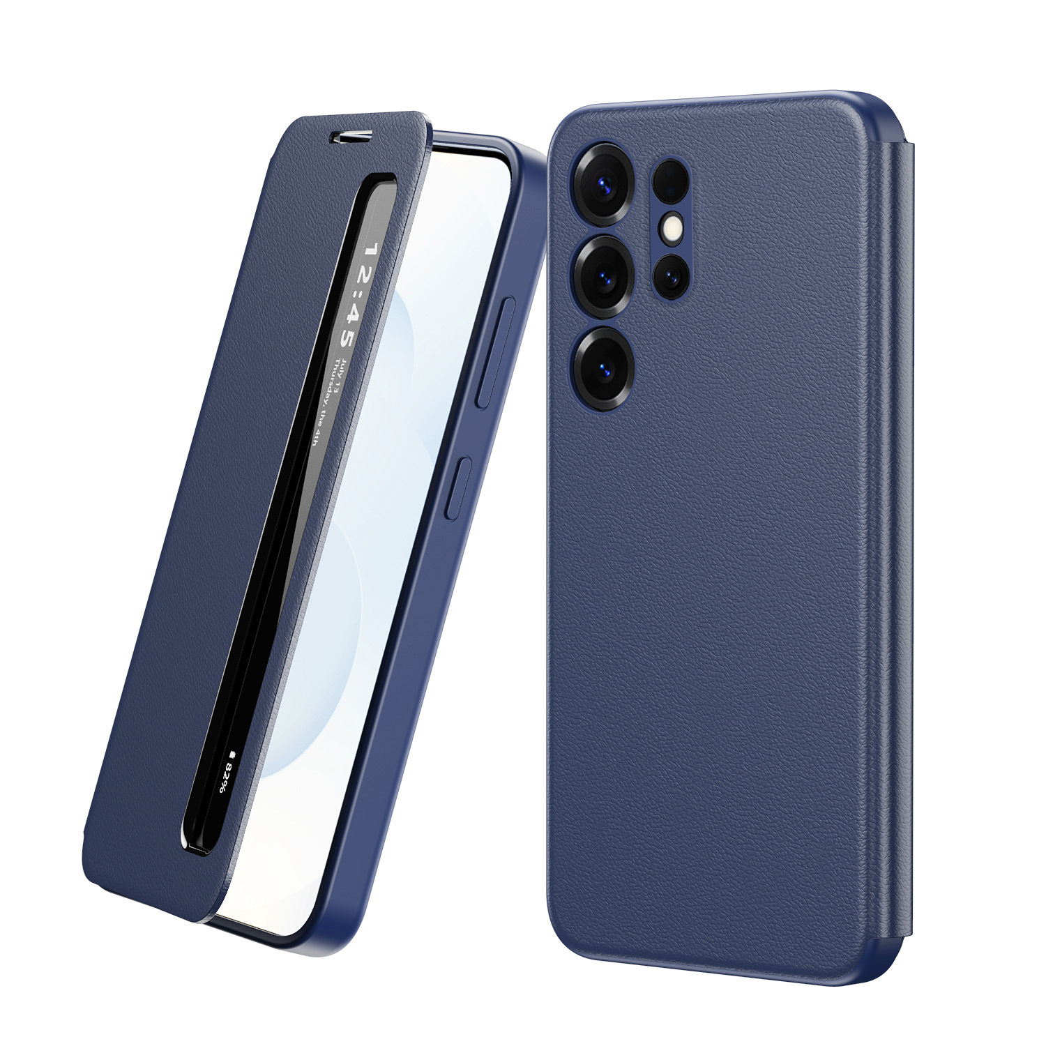 Compatible with Samsung S26 Ultra phone case, A57, no flip-cover required for answering calls, S25FE sleep mode, and S24U smart side window leather case.