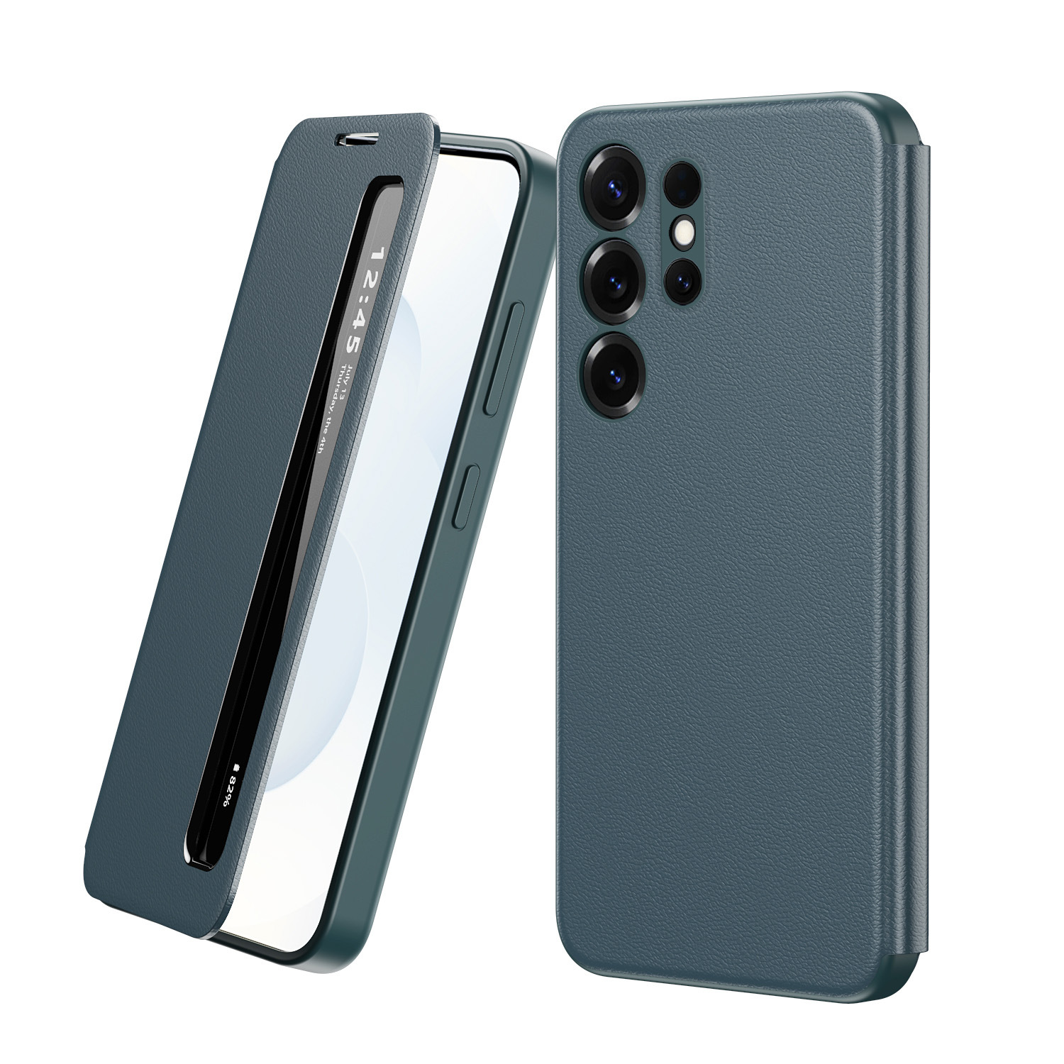 Compatible with Samsung S26 Ultra phone case, A57, no flip-cover required for answering calls, S25FE sleep mode, and S24U smart side window leather case.