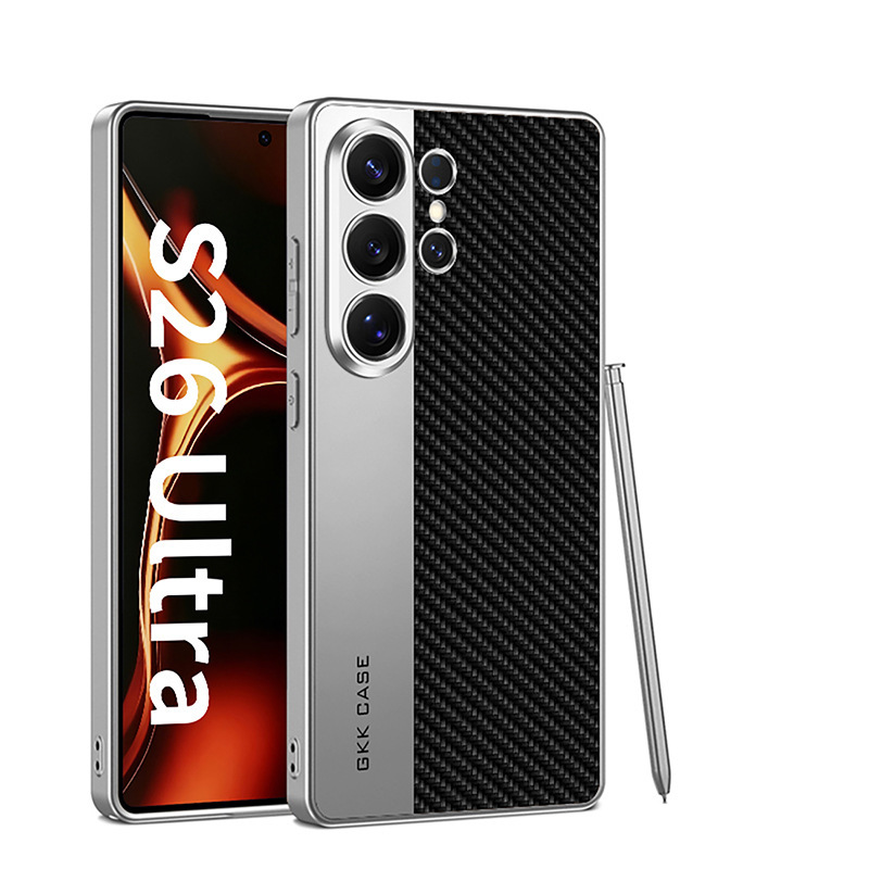 Compatible with Samsung S26 Ultra phone case, S25 Ultra electroplated vegan leather case with fine perforations, S24U/23U skin-feel protective case.