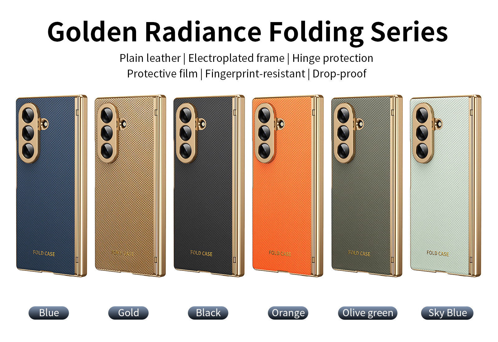 Compatible Samsung Z Fold8 Ultra phone case, 7/6 vegan leather, electroplated, 5/4/3 hinge, full-coverage protective case.