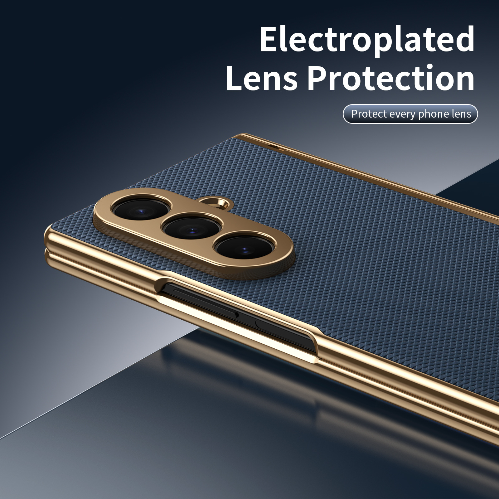 Compatible Samsung Z Fold8 Ultra phone case, 7/6 vegan leather, electroplated, 5/4/3 hinge, full-coverage protective case.