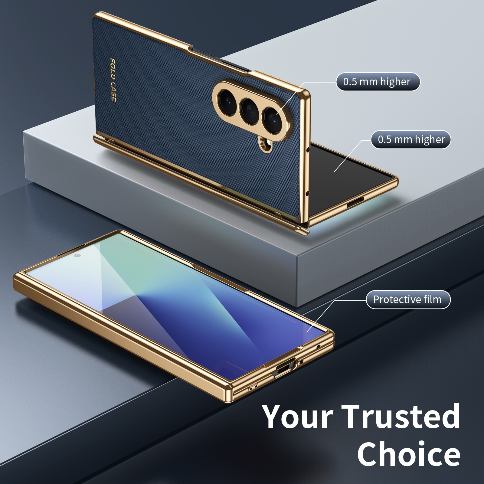 Compatible Samsung Z Fold8 Ultra phone case, 7/6 vegan leather, electroplated, 5/4/3 hinge, full-coverage protective case.