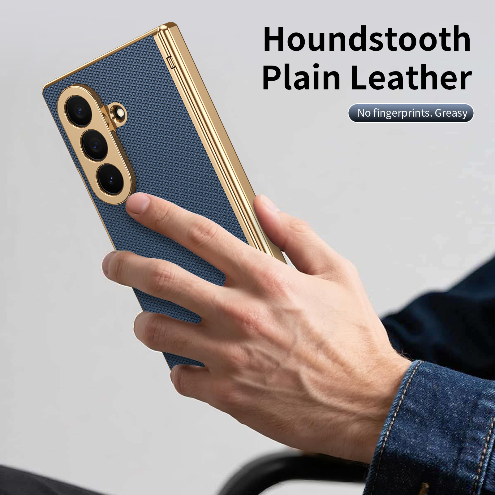 Compatible Samsung Z Fold8 Ultra phone case, 7/6 vegan leather, electroplated, 5/4/3 hinge, full-coverage protective case.