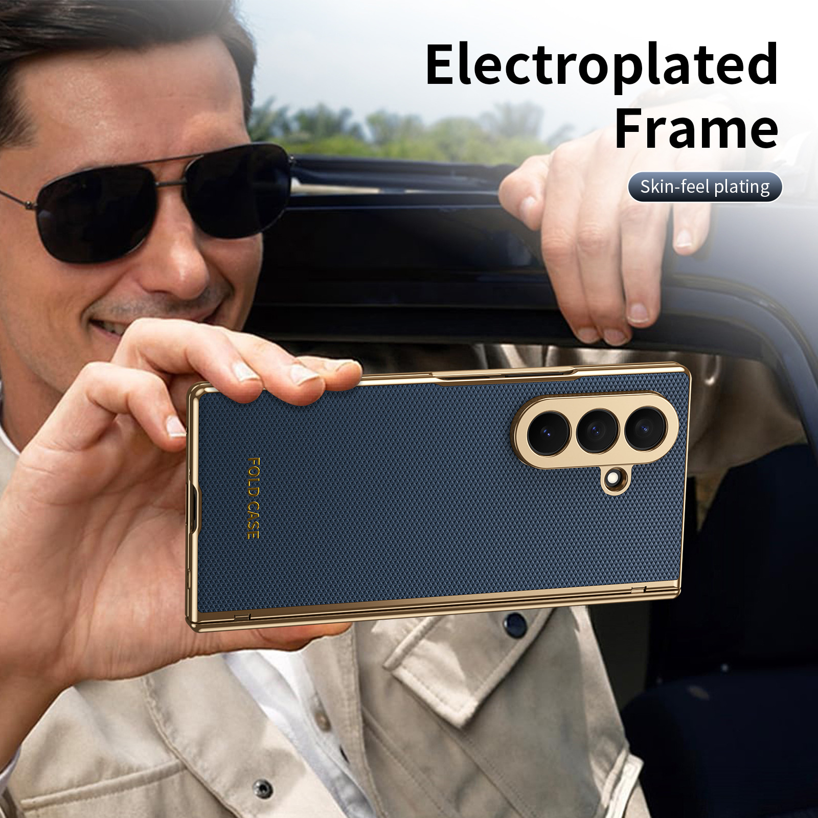 Compatible Samsung Z Fold8 Ultra phone case, 7/6 vegan leather, electroplated, 5/4/3 hinge, full-coverage protective case.
