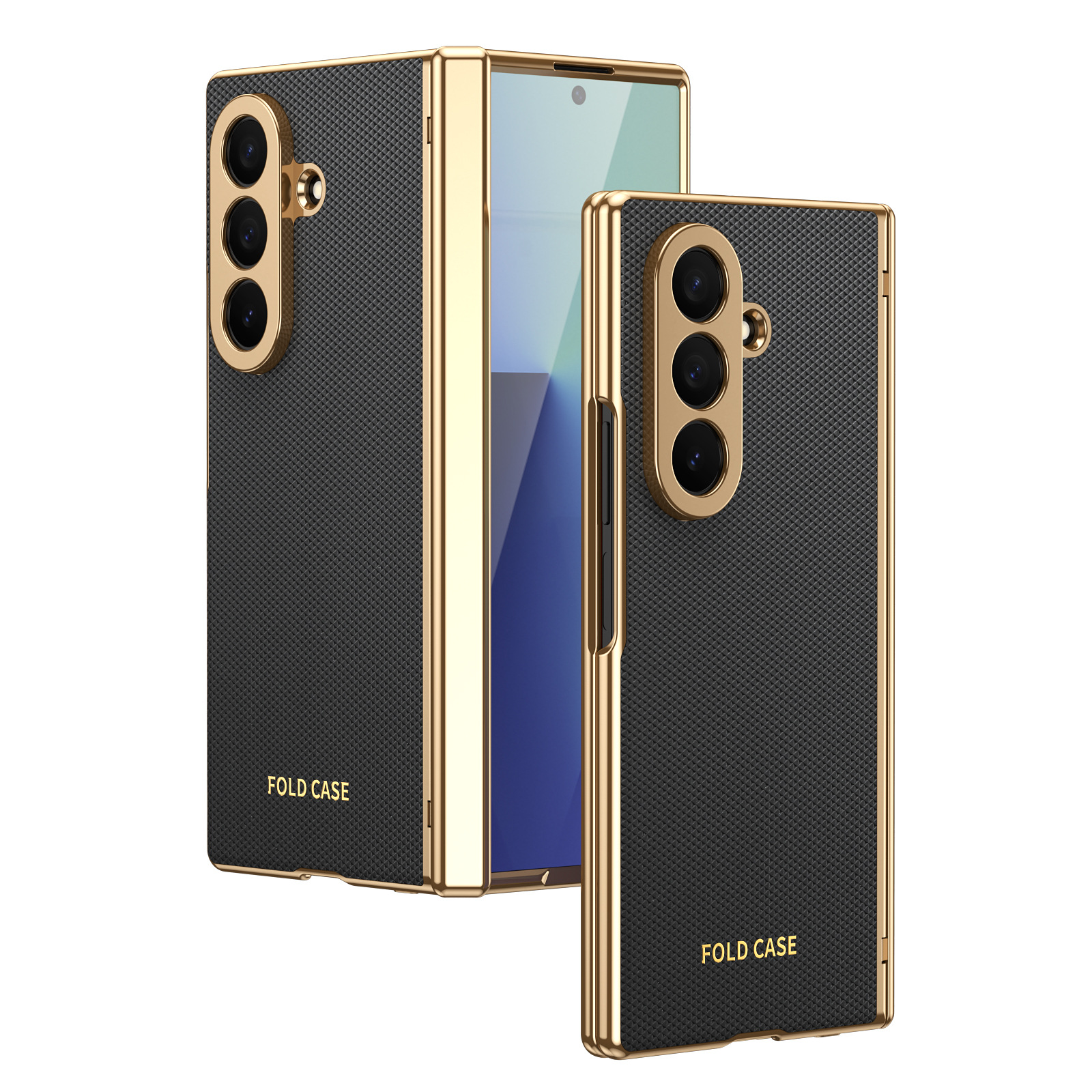 Compatible Samsung Z Fold8 Ultra phone case, 7/6 vegan leather, electroplated, 5/4/3 hinge, full-coverage protective case.
