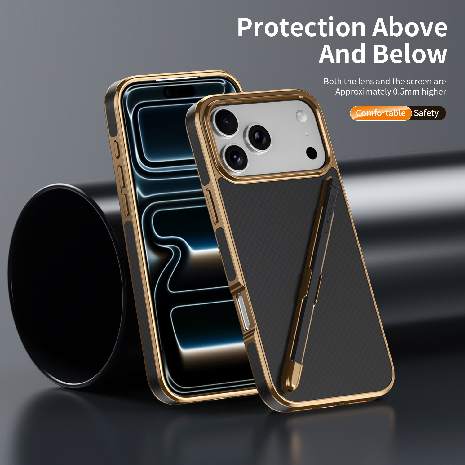 Compatible with Apple iPhone 17 Pro Max, 16 Pro with Pen, 15 Electroplated Kevlar Texture, and 14 Pro Drop Protection Case