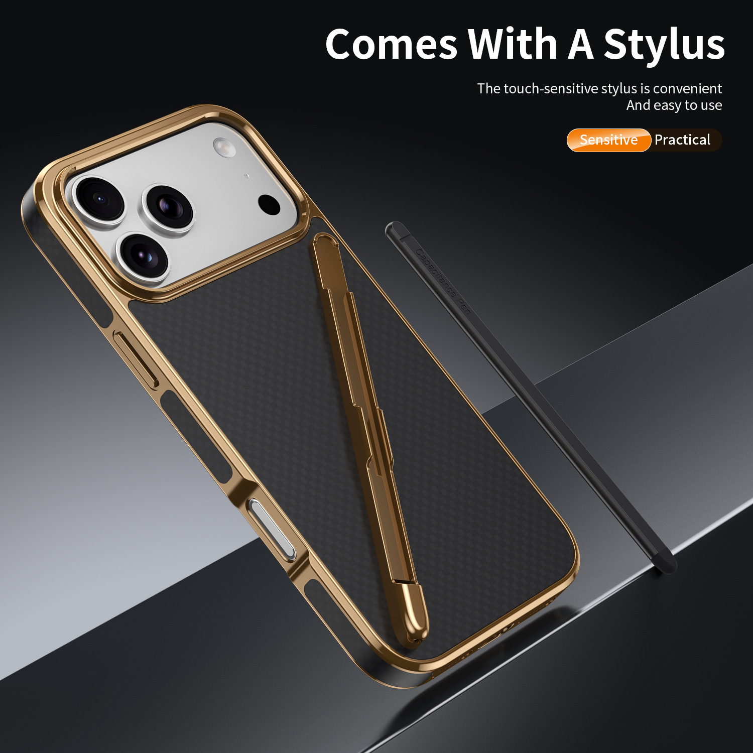 Compatible with Apple iPhone 17 Pro Max, 16 Pro with Pen, 15 Electroplated Kevlar Texture, and 14 Pro Drop Protection Case