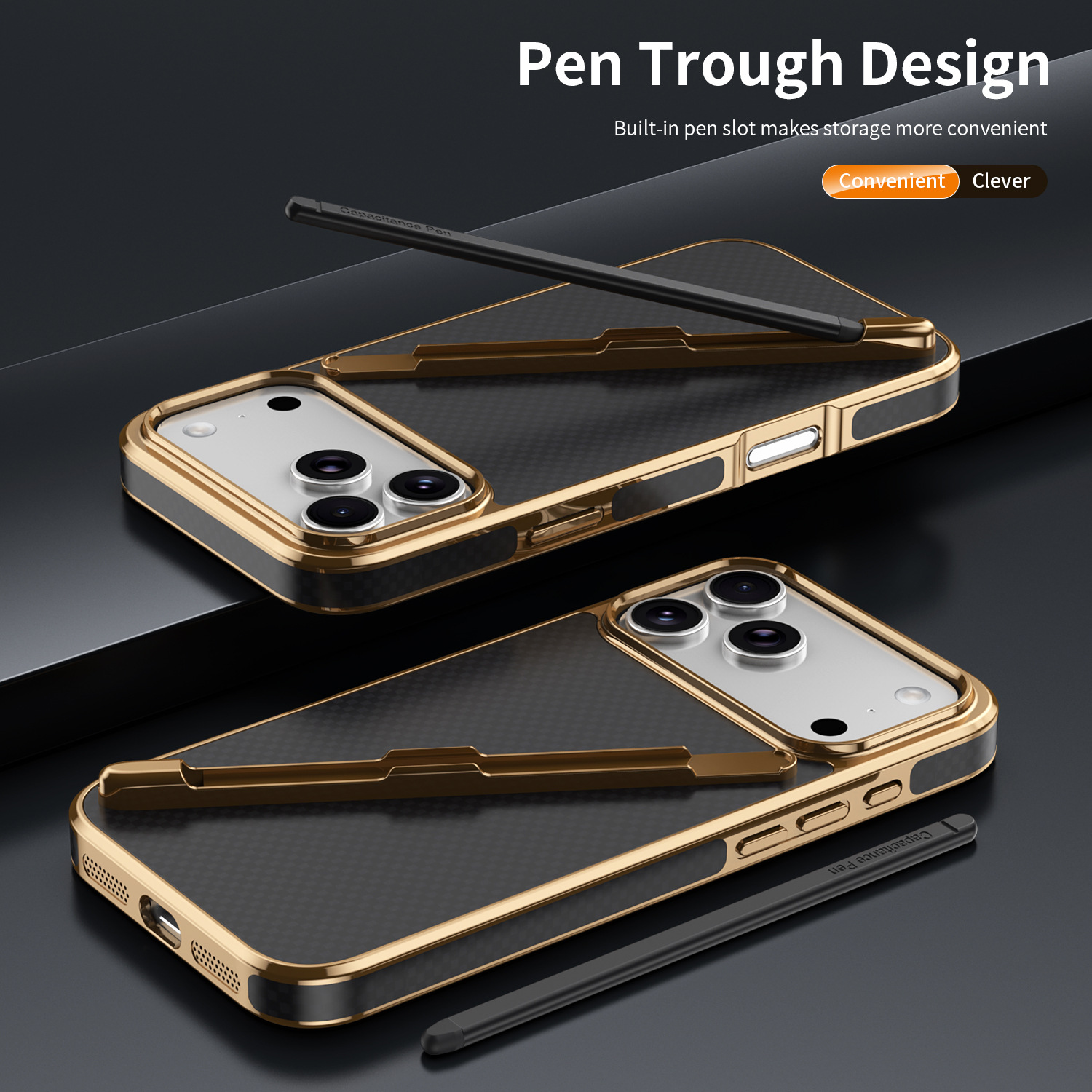Compatible with Apple iPhone 17 Pro Max, 16 Pro with Pen, 15 Electroplated Kevlar Texture, and 14 Pro Drop Protection Case