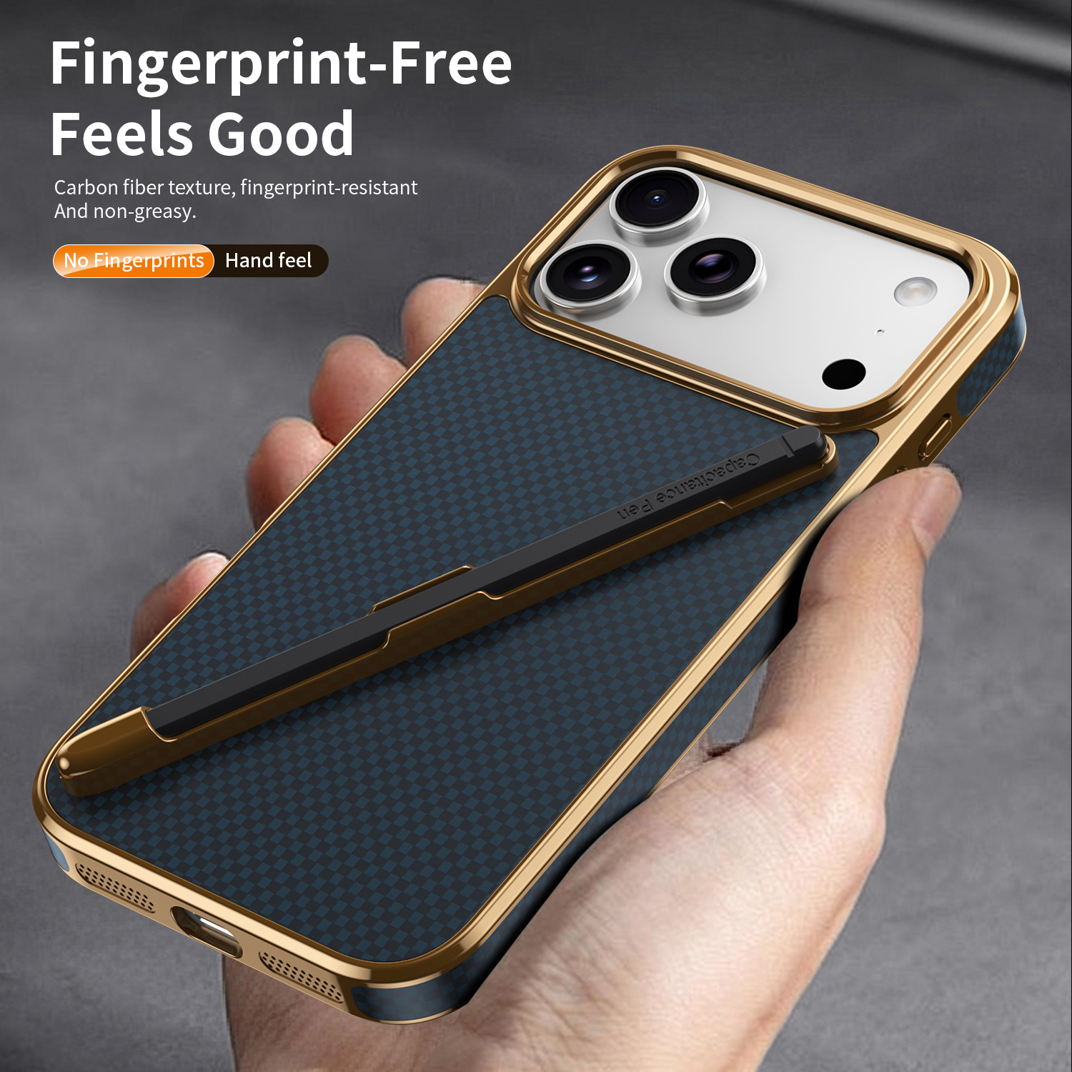 Compatible with Apple iPhone 17 Pro Max, 16 Pro with Pen, 15 Electroplated Kevlar Texture, and 14 Pro Drop Protection Case