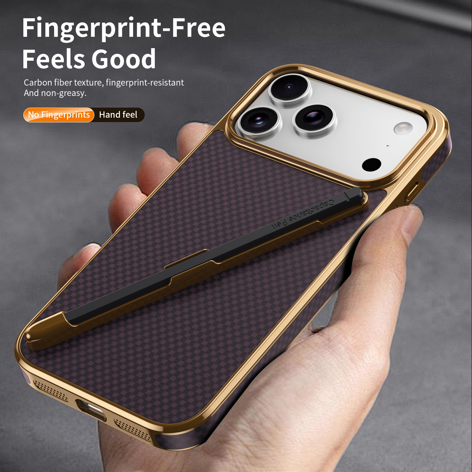 Compatible with Apple iPhone 17 Pro Max, 16 Pro with Pen, 15 Electroplated Kevlar Texture, and 14 Pro Drop Protection Case