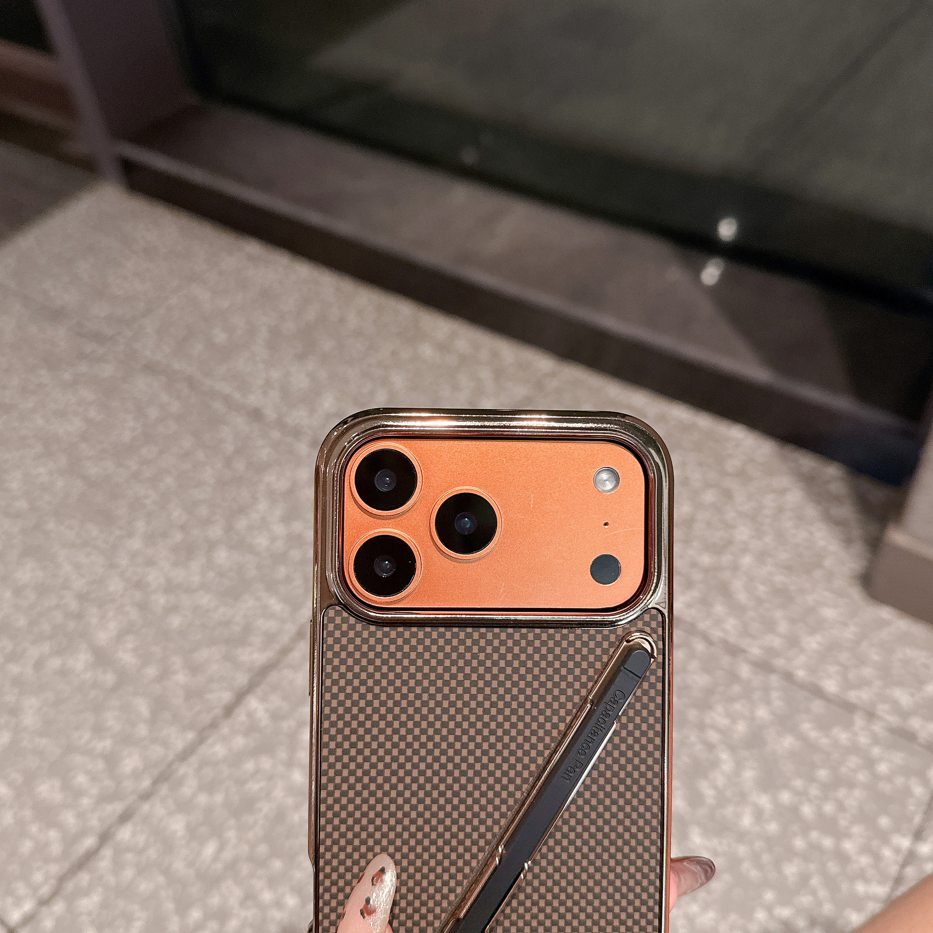 Compatible with Apple iPhone 17 Pro Max, 16 Pro with Pen, 15 Electroplated Kevlar Texture, and 14 Pro Drop Protection Case