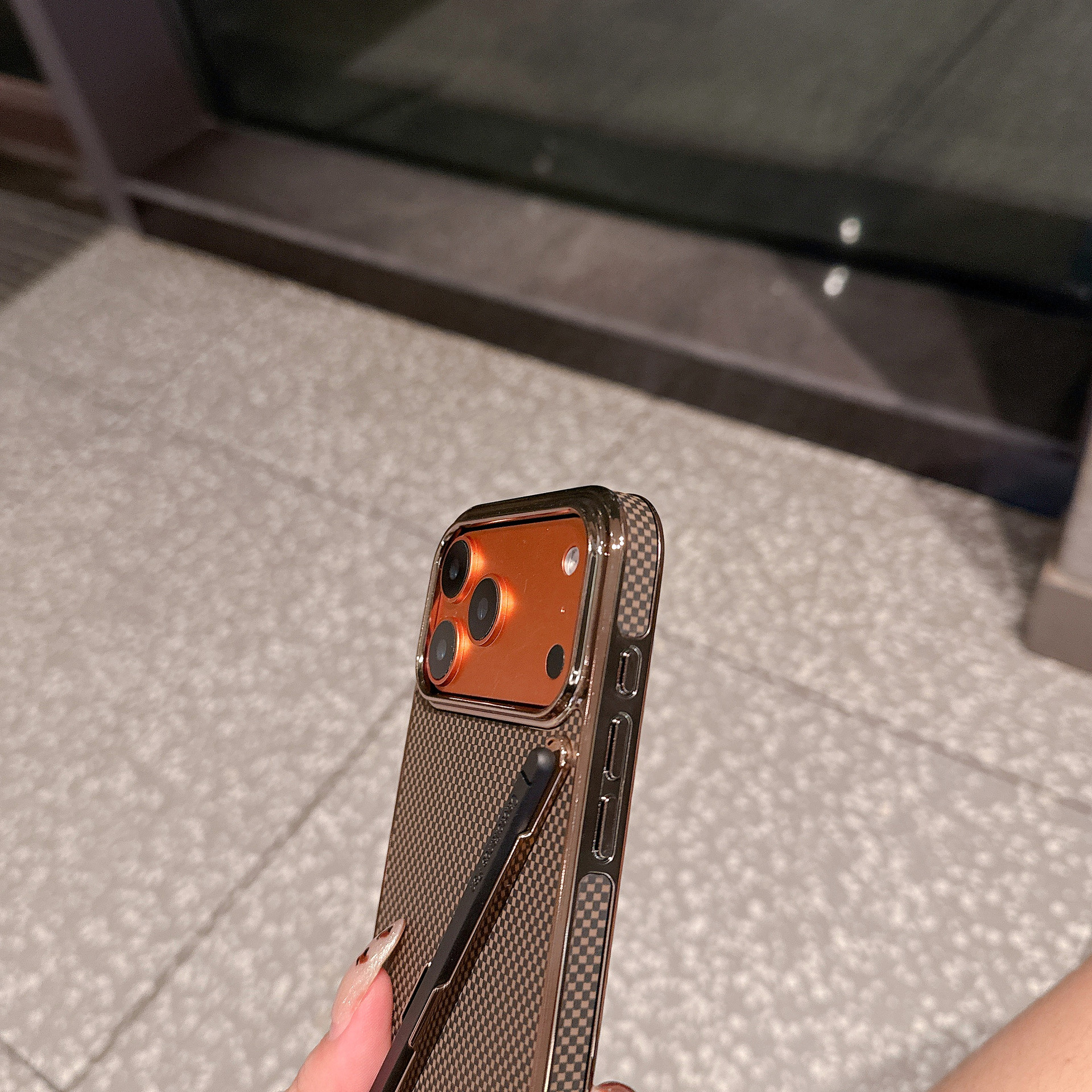 Compatible with Apple iPhone 17 Pro Max, 16 Pro with Pen, 15 Electroplated Kevlar Texture, and 14 Pro Drop Protection Case