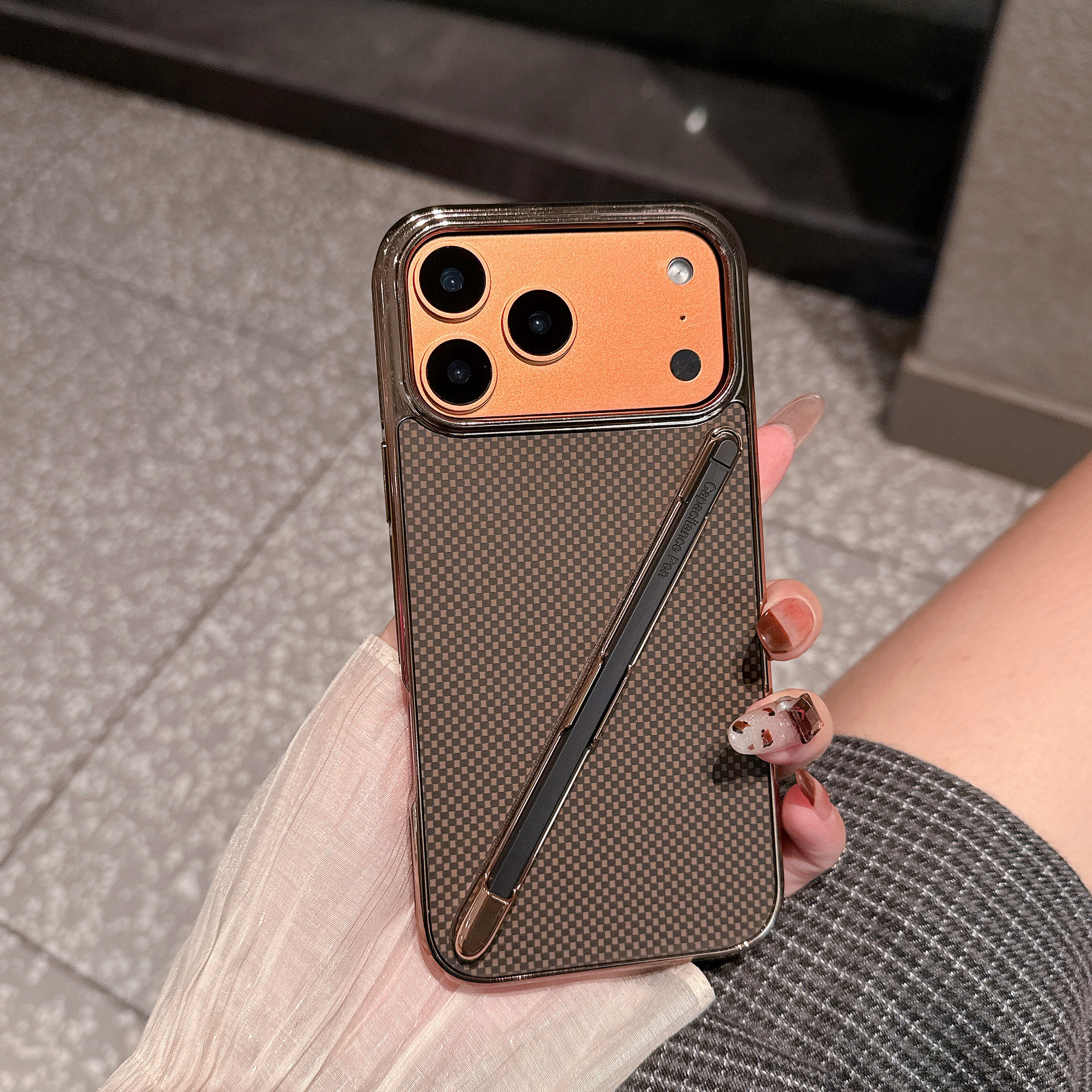 Compatible with Apple iPhone 17 Pro Max, 16 Pro with Pen, 15 Electroplated Kevlar Texture, and 14 Pro Drop Protection Case