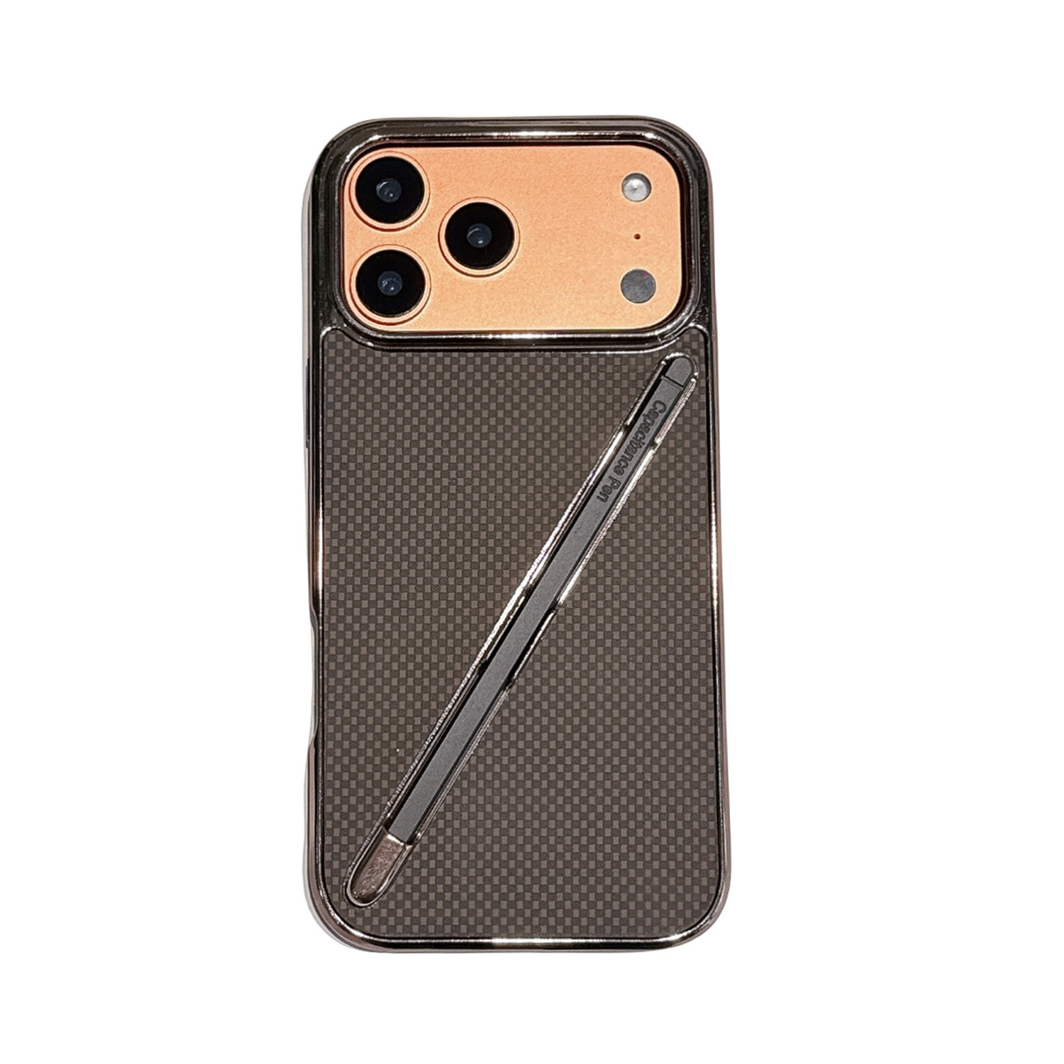 Compatible with Apple iPhone 17 Pro Max, 16 Pro with Pen, 15 Electroplated Kevlar Texture, and 14 Pro Drop Protection Case