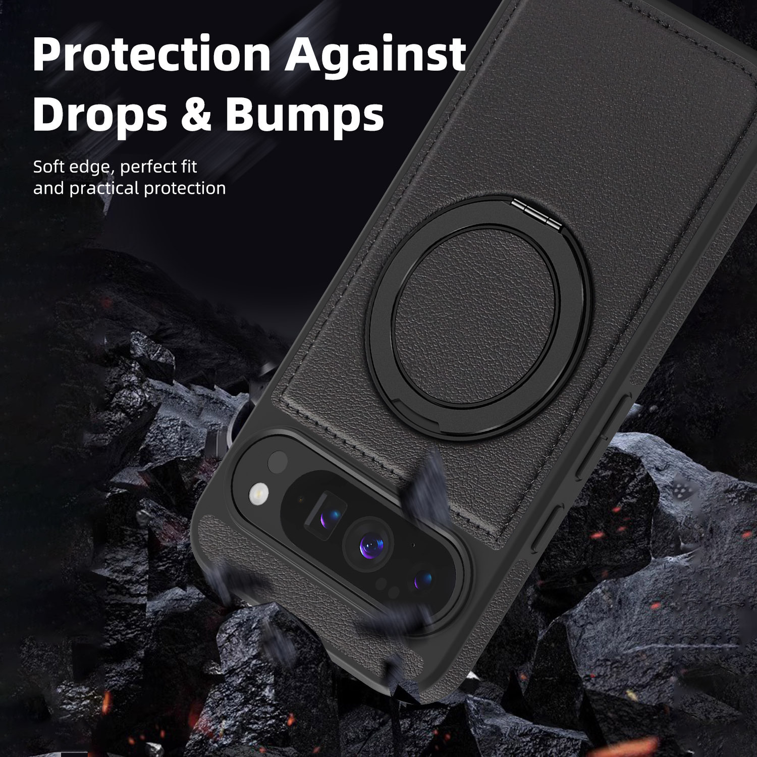 Compatible with Google Pixel 10 phone case, PIXEL 9proXL magnetic rotating stand, textured leather shockproof protective case.