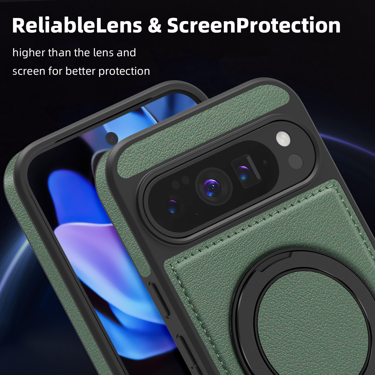Compatible with Google Pixel 10 phone case, PIXEL 9proXL magnetic rotating stand, textured leather shockproof protective case.