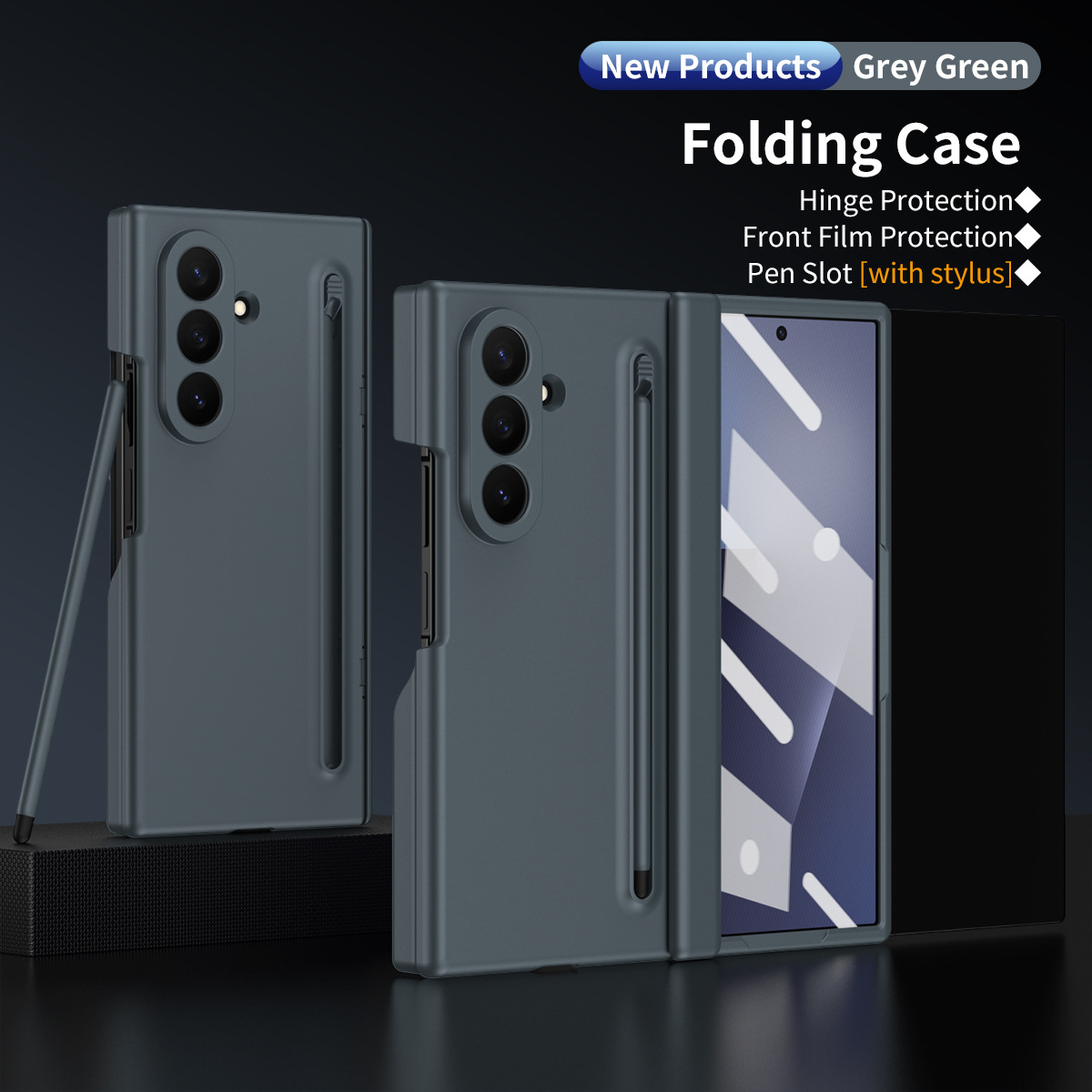 Compatible with Samsung Z TriFold tri-fold phone case, pop-up pen slot, pen case, and screen protector, all in one Fold7 protective case.