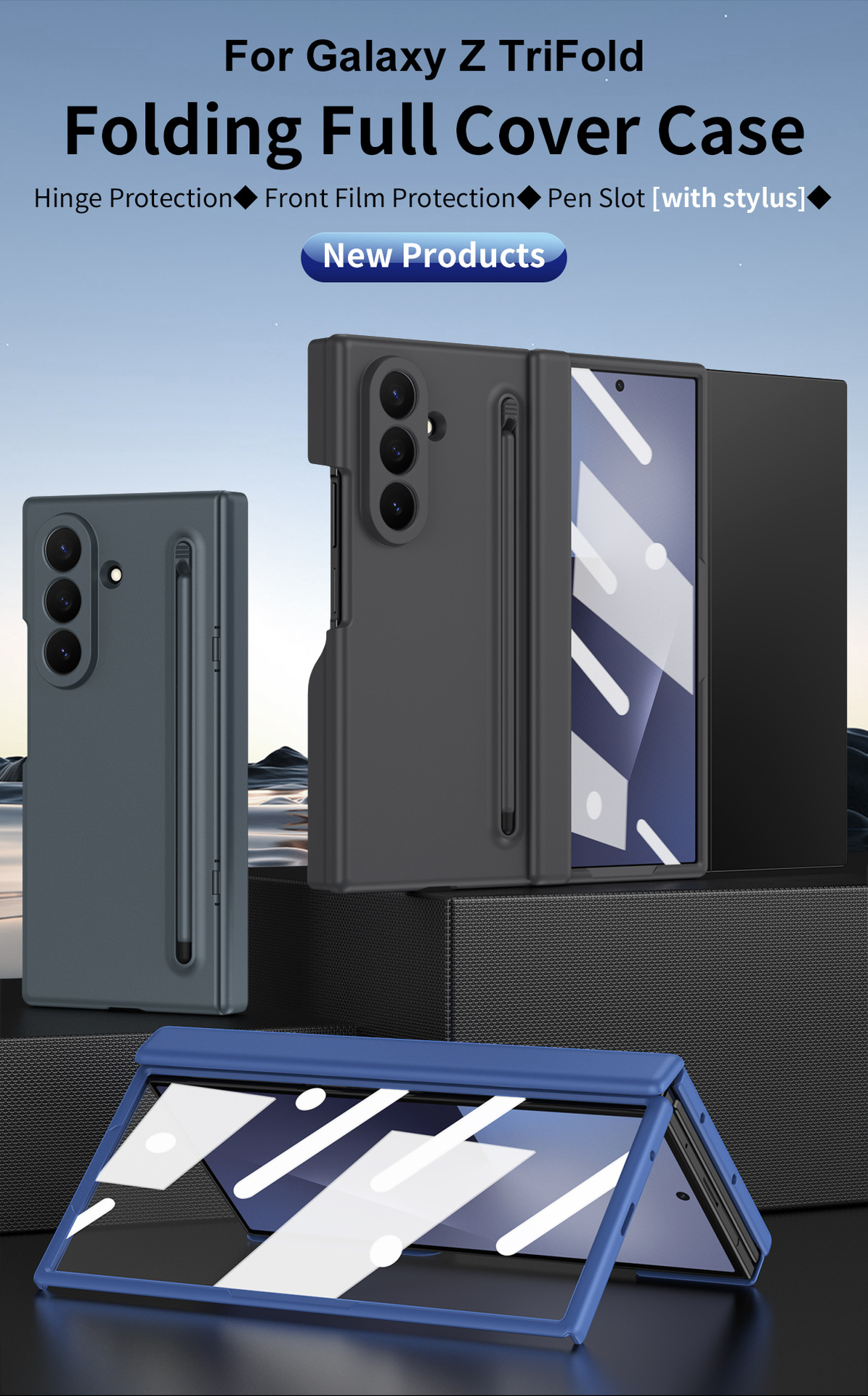 Compatible with Samsung Z TriFold tri-fold phone case, pop-up pen slot, pen case, and screen protector, all in one Fold7 protective case.