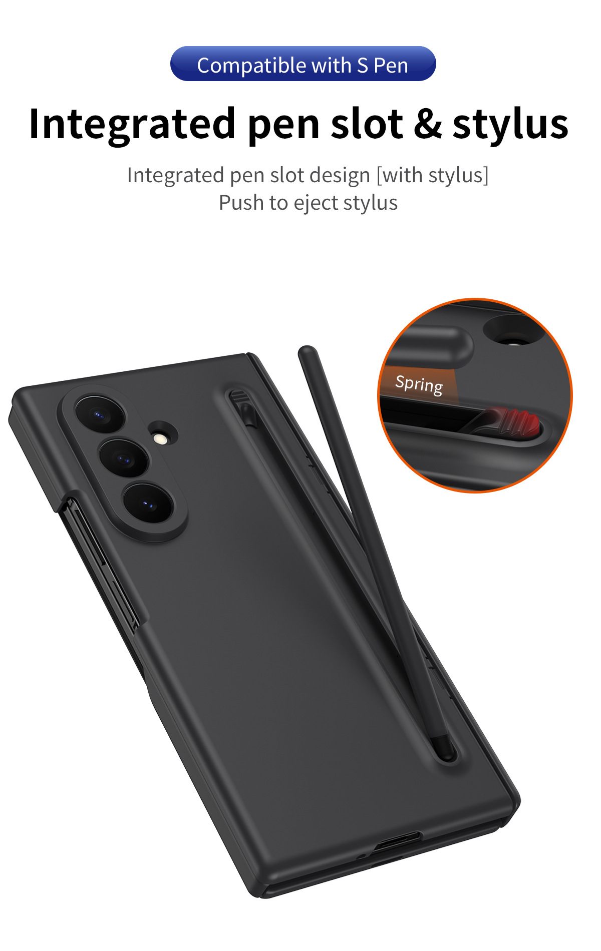 Compatible with Samsung Z TriFold tri-fold phone case, pop-up pen slot, pen case, and screen protector, all in one Fold7 protective case.