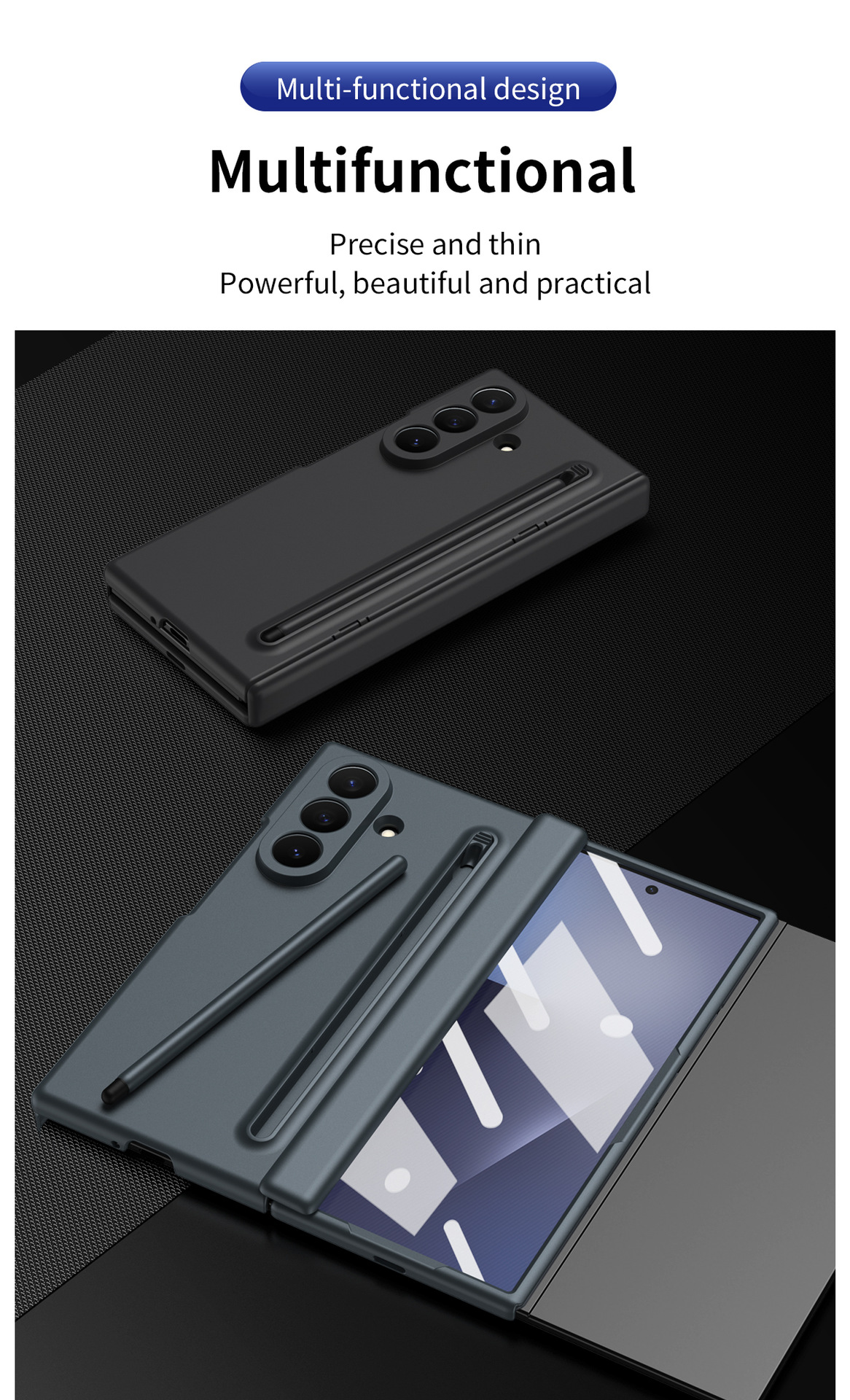 Compatible with Samsung Z TriFold tri-fold phone case, pop-up pen slot, pen case, and screen protector, all in one Fold7 protective case.
