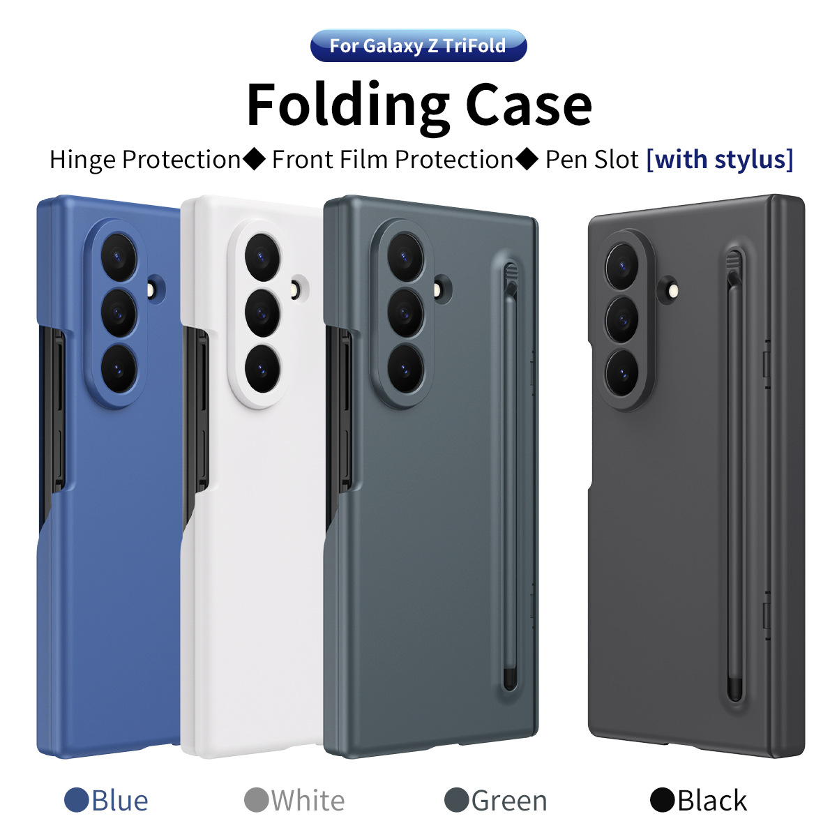 Compatible with Samsung Z TriFold tri-fold phone case, pop-up pen slot, pen case, and screen protector, all in one Fold7 protective case.