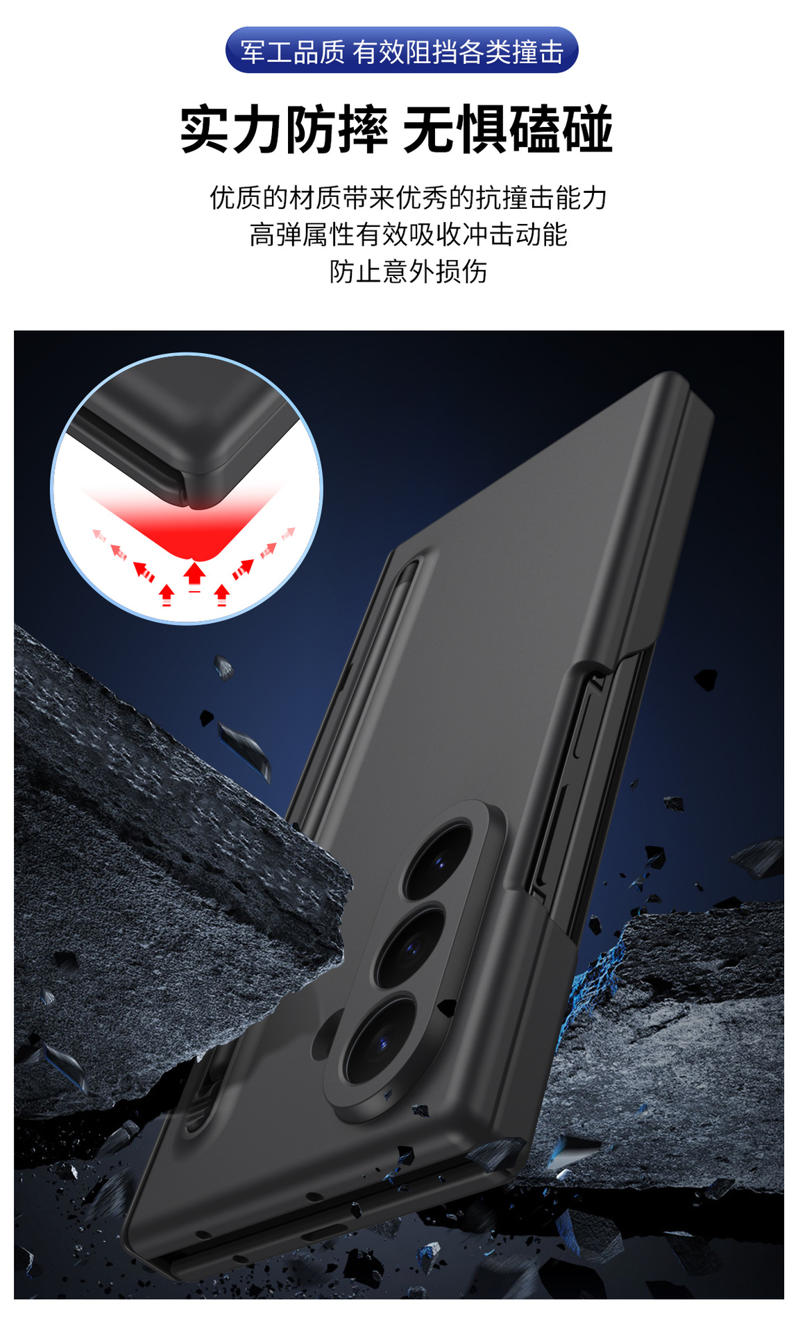 Compatible with Samsung Z TriFold tri-fold phone case, pop-up pen slot, pen case, and screen protector, all in one Fold7 protective case.