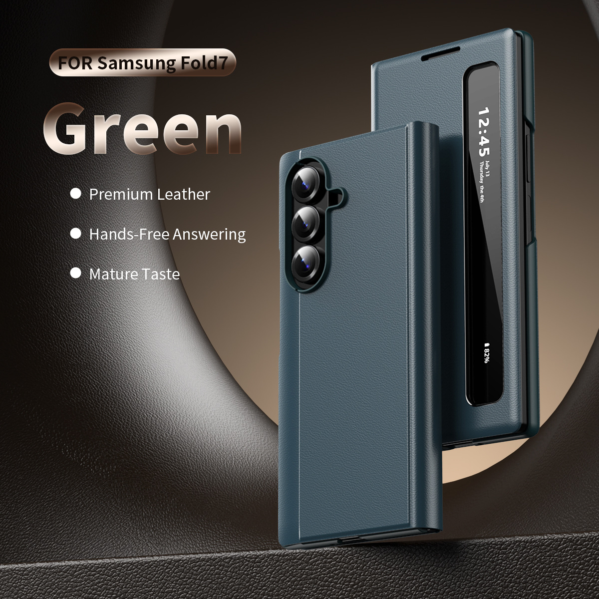 Compatible with Samsung Z Fold7/6 phone case, smart flip-open answering, 5/4/3-inch side window smart sleep leather case