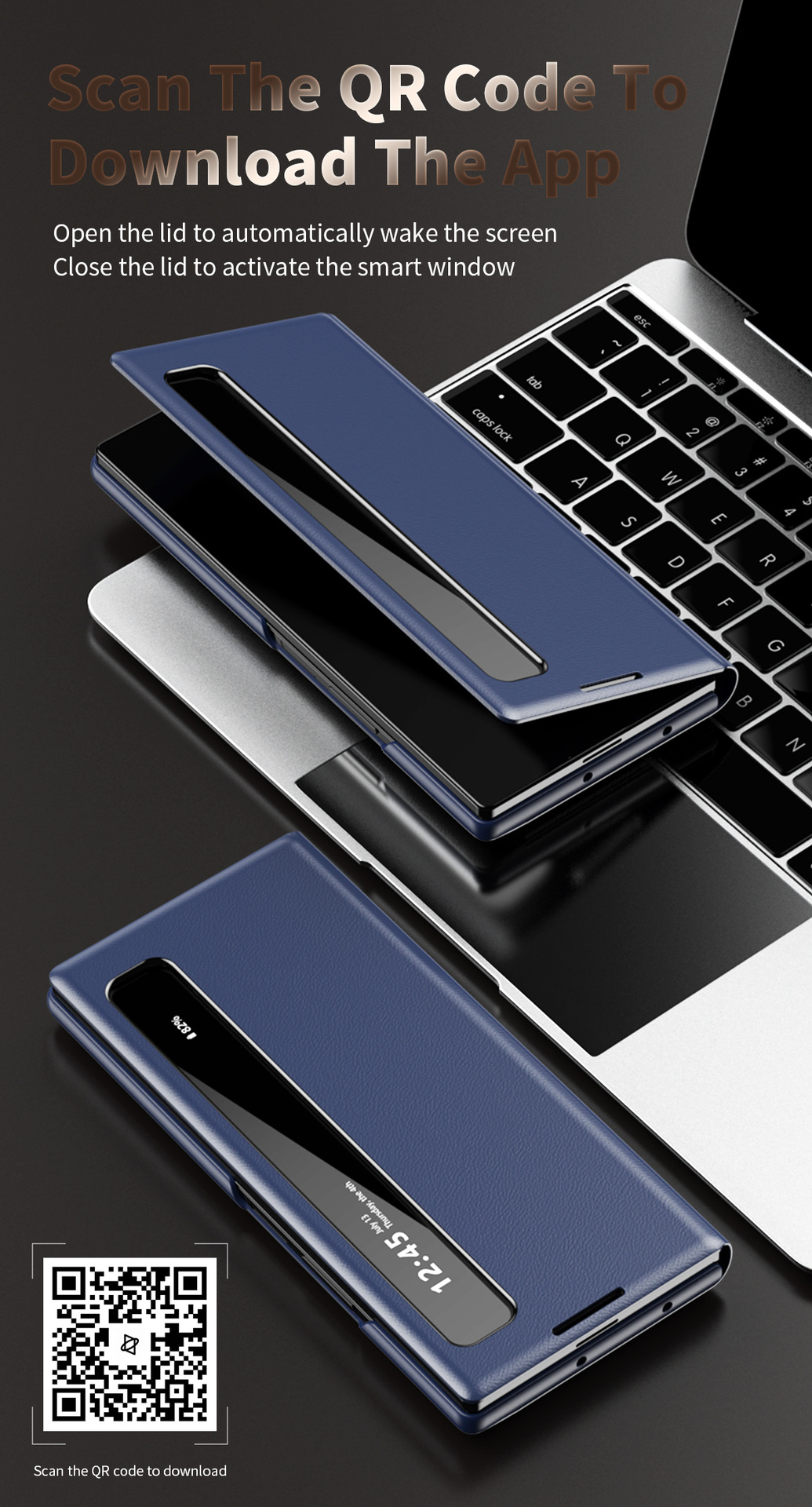 Compatible with Samsung Z Fold7/6 phone case, smart flip-open answering, 5/4/3-inch side window smart sleep leather case