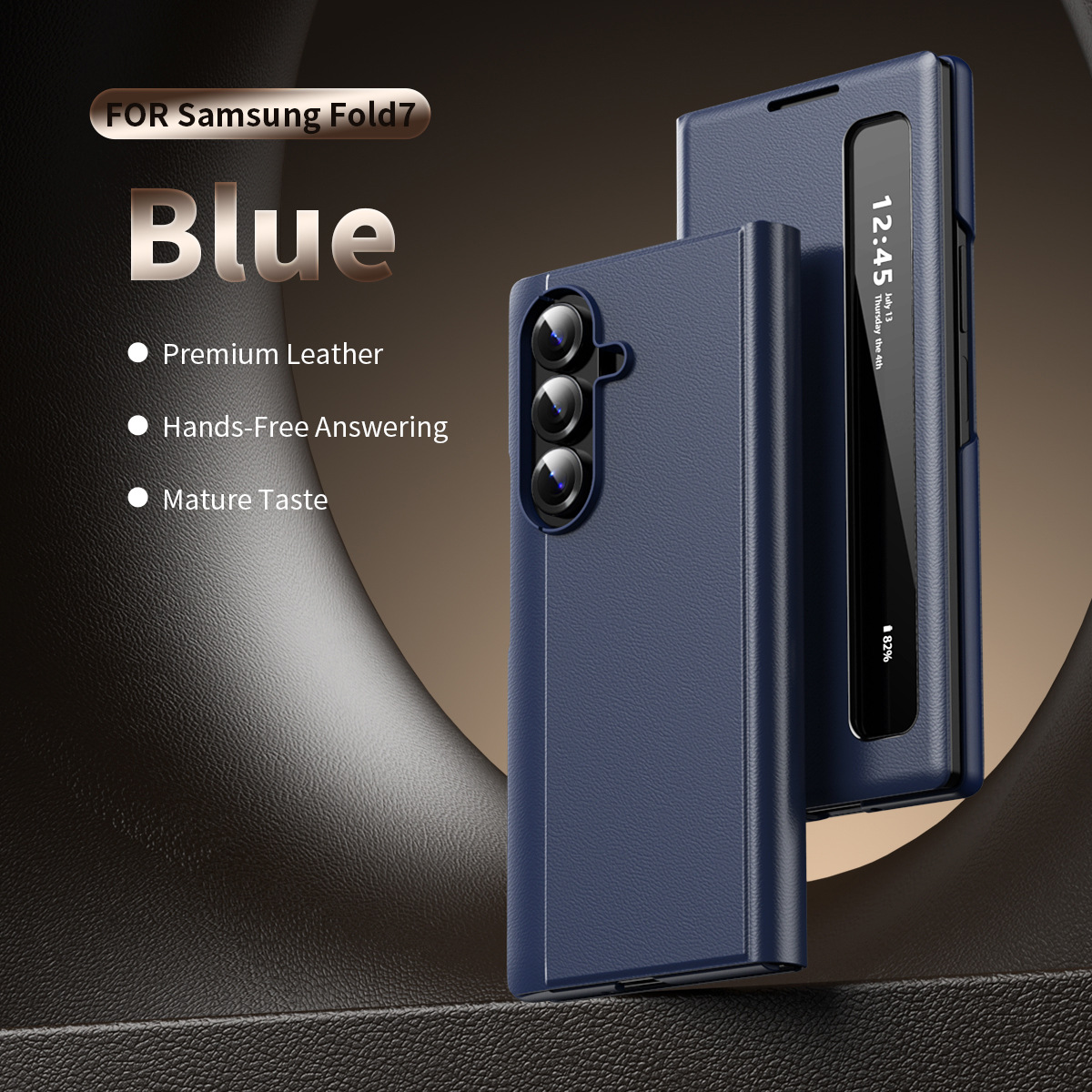 Compatible with Samsung Z Fold7/6 phone case, smart flip-open answering, 5/4/3-inch side window smart sleep leather case