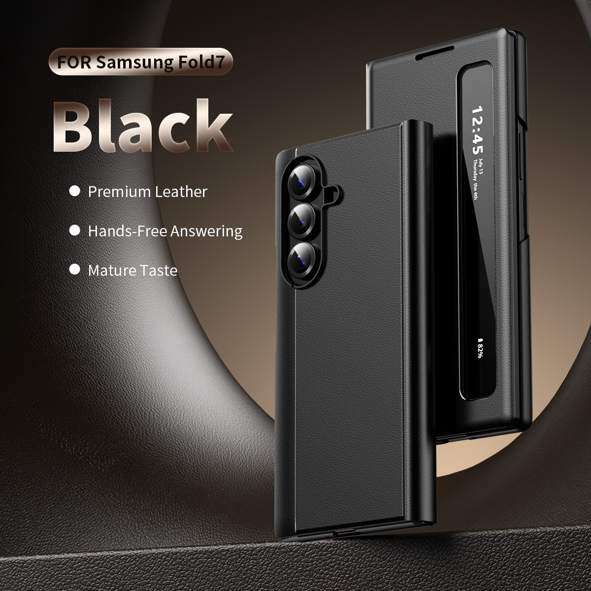 Compatible with Samsung Z Fold7/6 phone case, smart flip-open answering, 5/4/3-inch side window smart sleep leather case