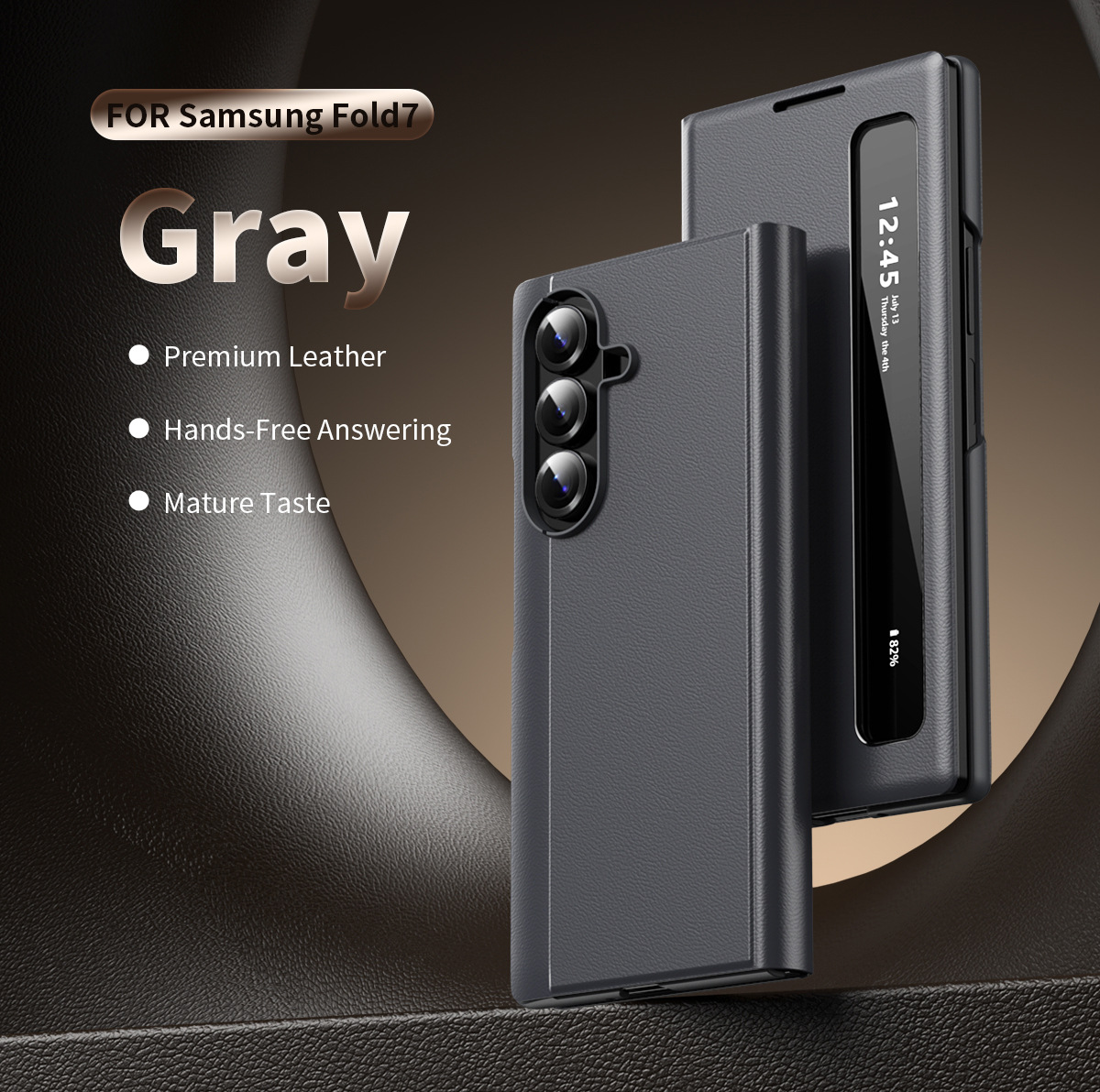 Compatible with Samsung Z Fold7/6 phone case, smart flip-open answering, 5/4/3-inch side window smart sleep leather case