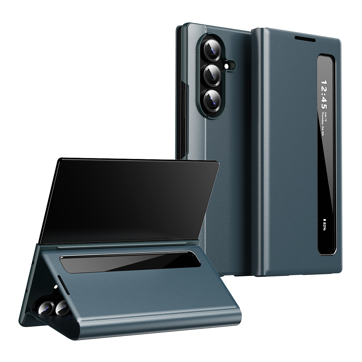 Compatible with Samsung Z Fold7/6 phone case, smart flip-open answering, 5/4/3-inch side window smart sleep leather case