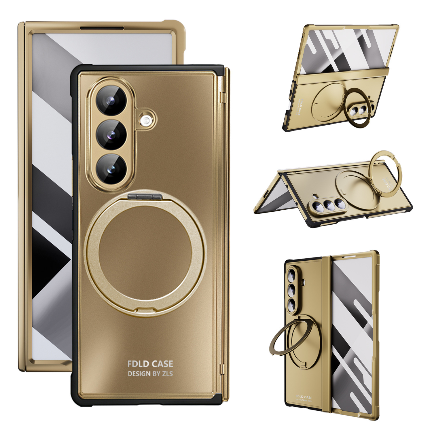 Compatible with Samsung Z Fold8/7 phone case, magnetic charging rotating stand, central axis case, full-coverage drop-proof protective case