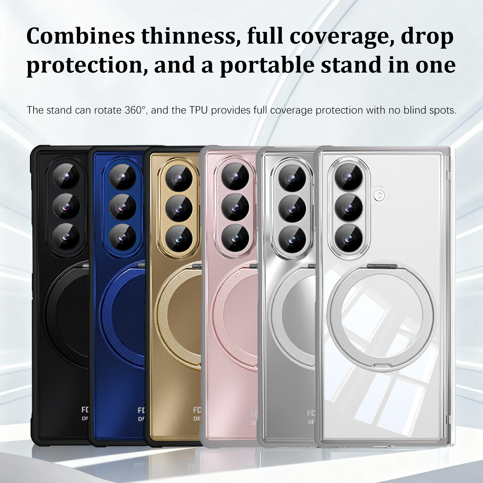 Compatible with Samsung Z Fold8/7 phone case, magnetic charging rotating stand, central axis case, full-coverage drop-proof protective case
