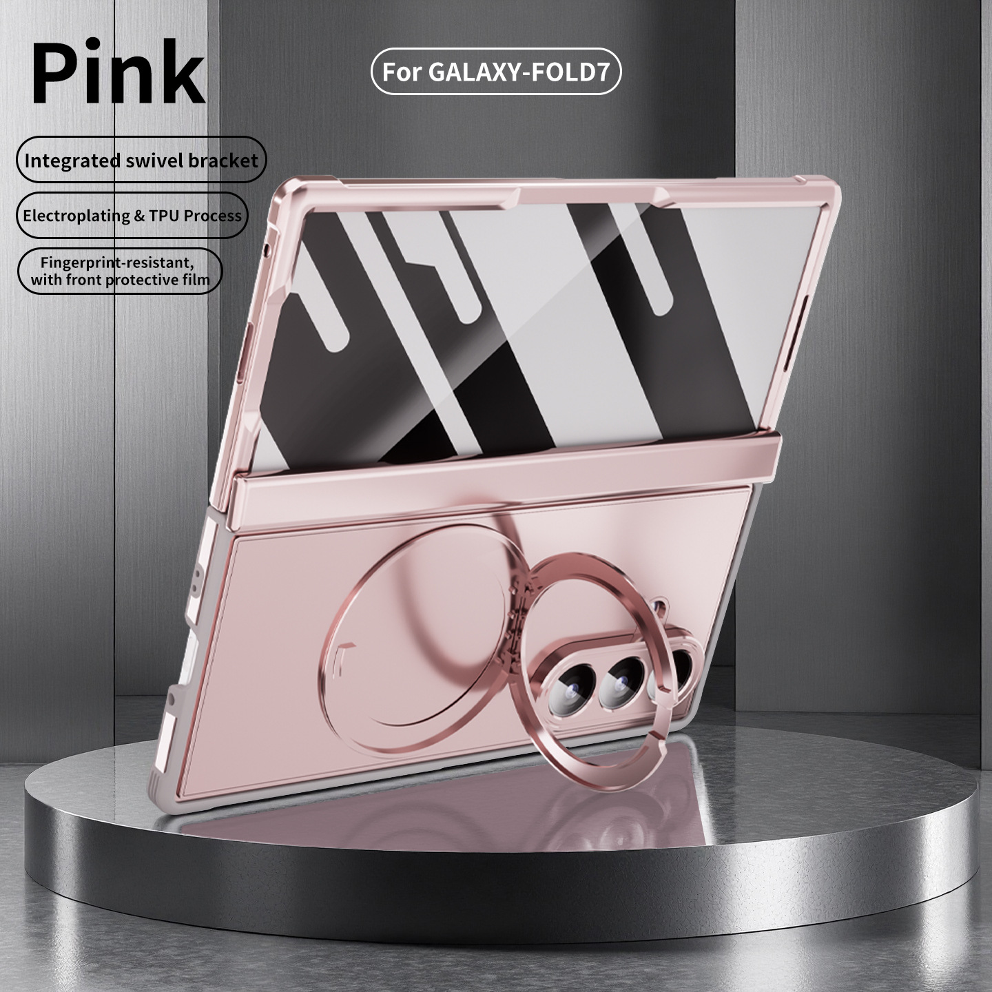 Compatible with Samsung Z Fold8/7 phone case, magnetic charging rotating stand, central axis case, full-coverage drop-proof protective case