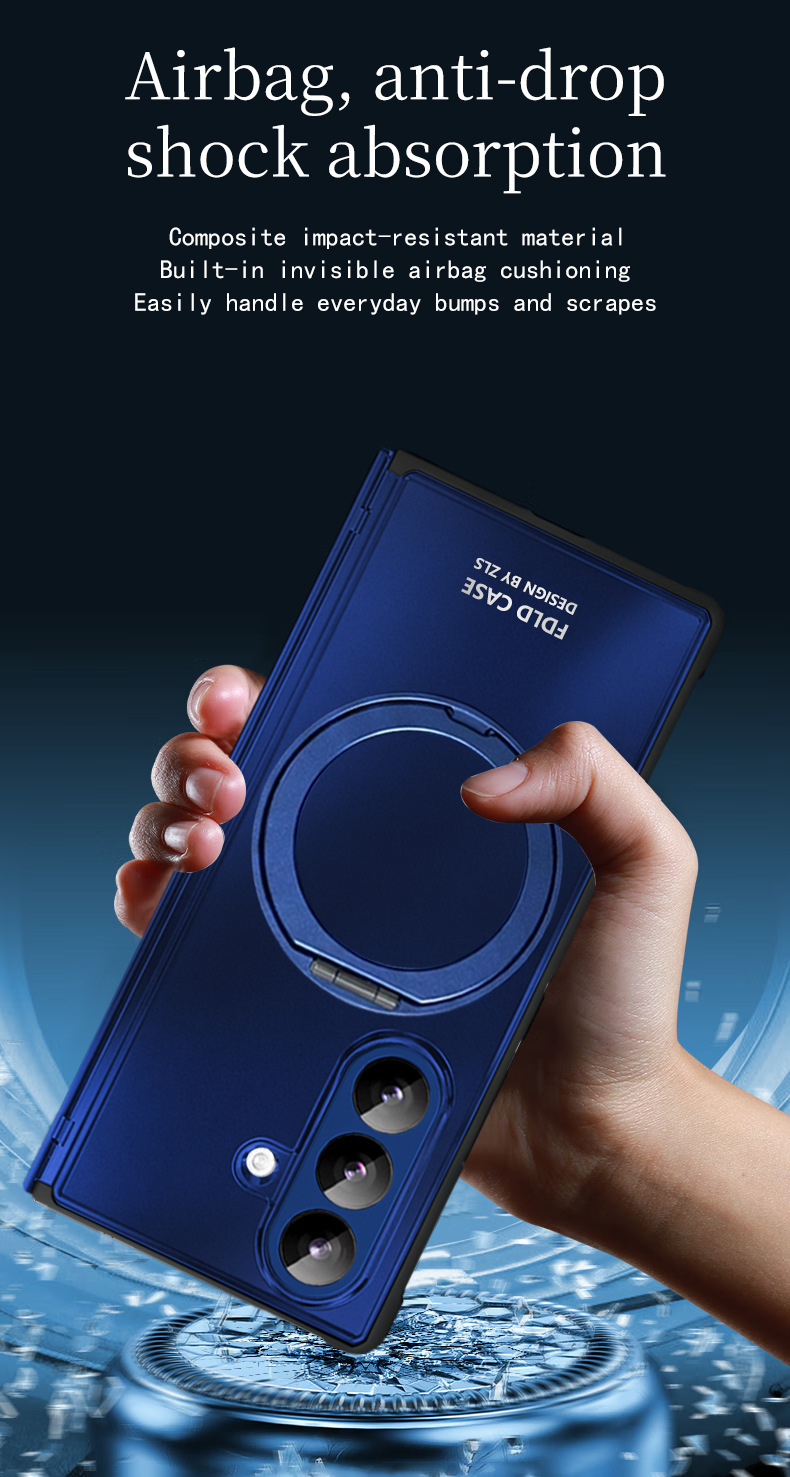 Compatible with Samsung Z Fold8/7 phone case, magnetic charging rotating stand, central axis case, full-coverage drop-proof protective case