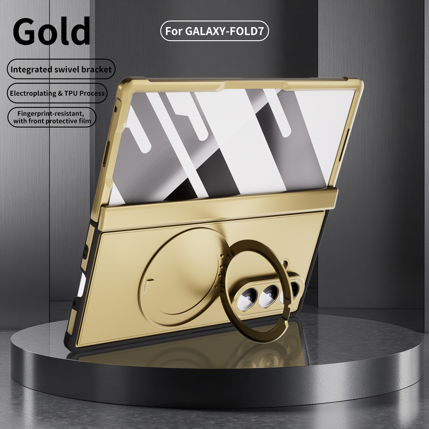 Compatible with Samsung Z Fold8/7 phone case, magnetic charging rotating stand, central axis case, full-coverage drop-proof protective case