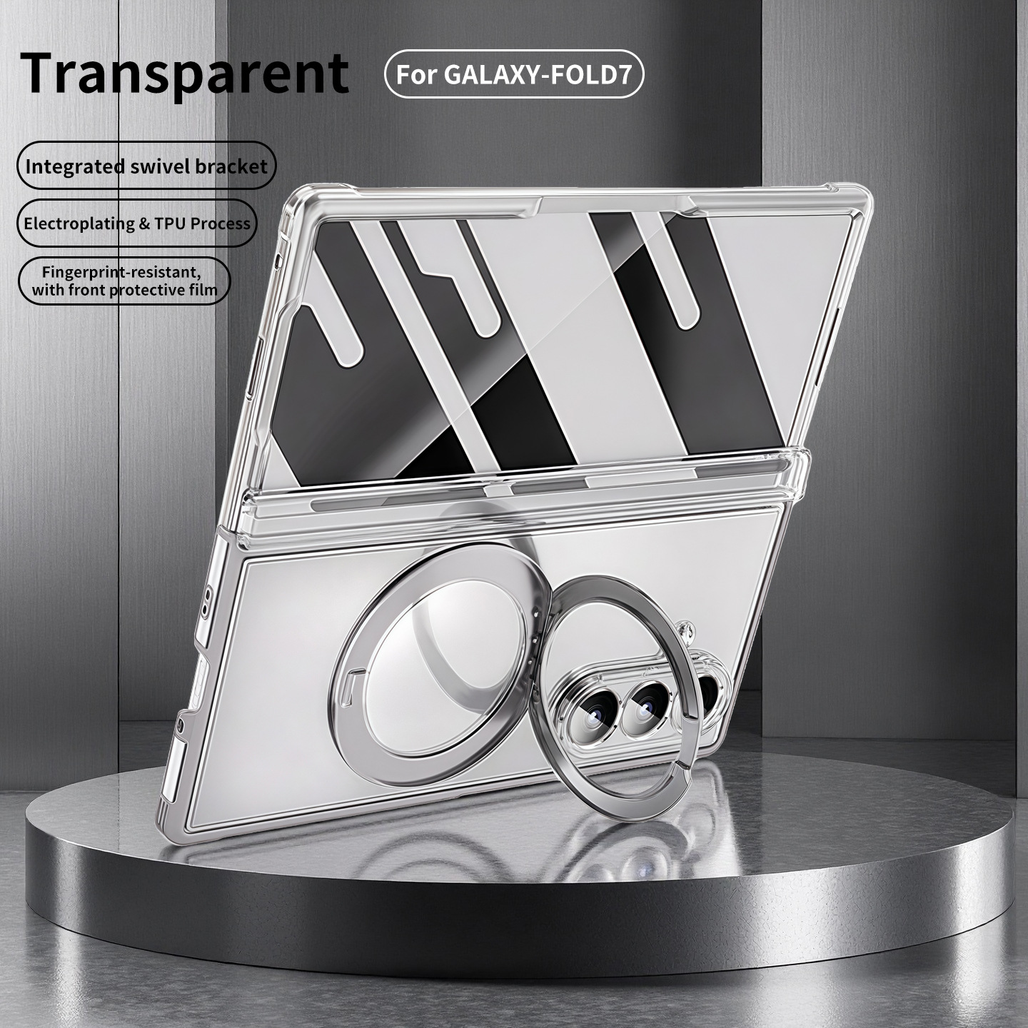 Compatible with Samsung Z Fold8/7 phone case, magnetic charging rotating stand, central axis case, full-coverage drop-proof protective case
