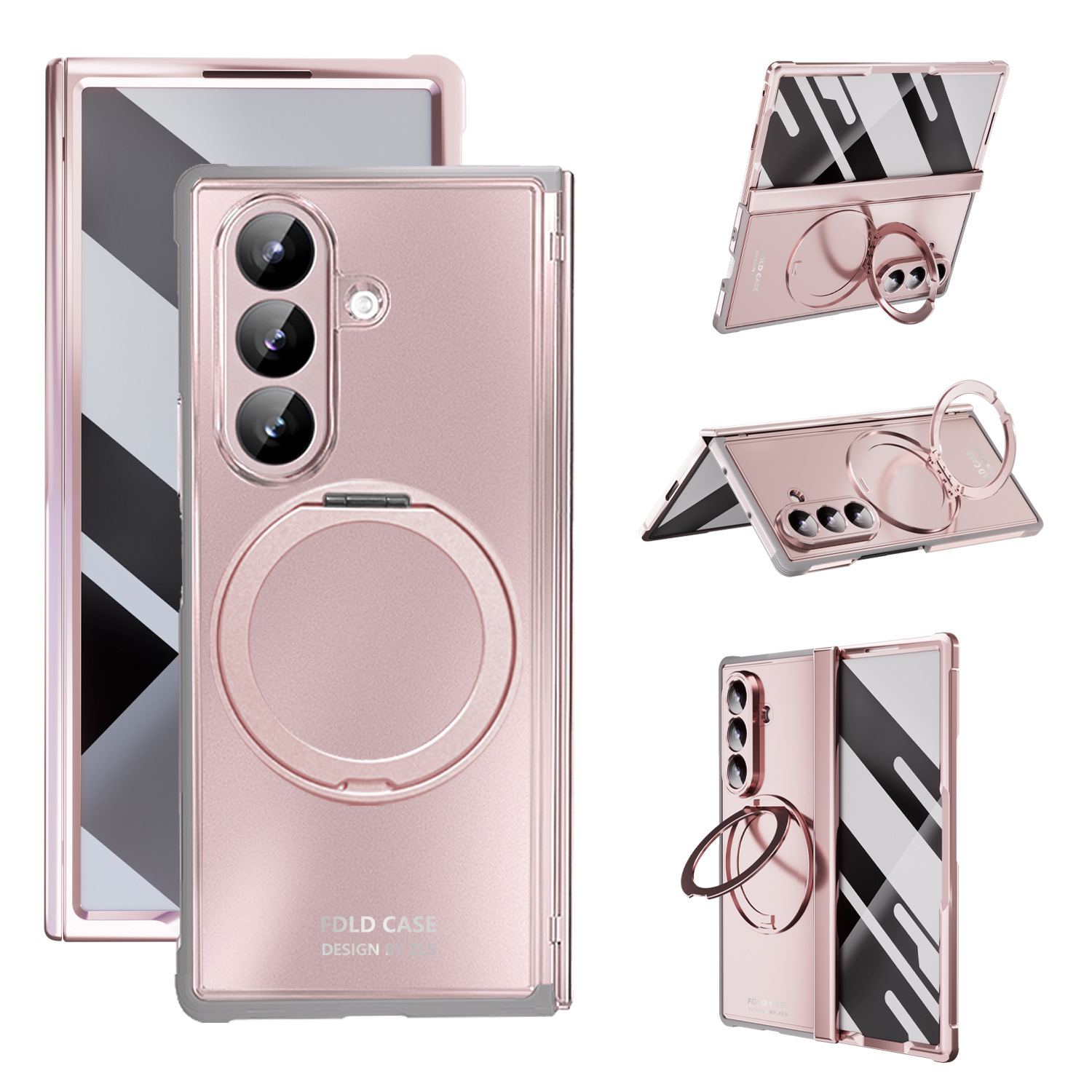 Compatible with Samsung Z Fold8/7 phone case, magnetic charging rotating stand, central axis case, full-coverage drop-proof protective case