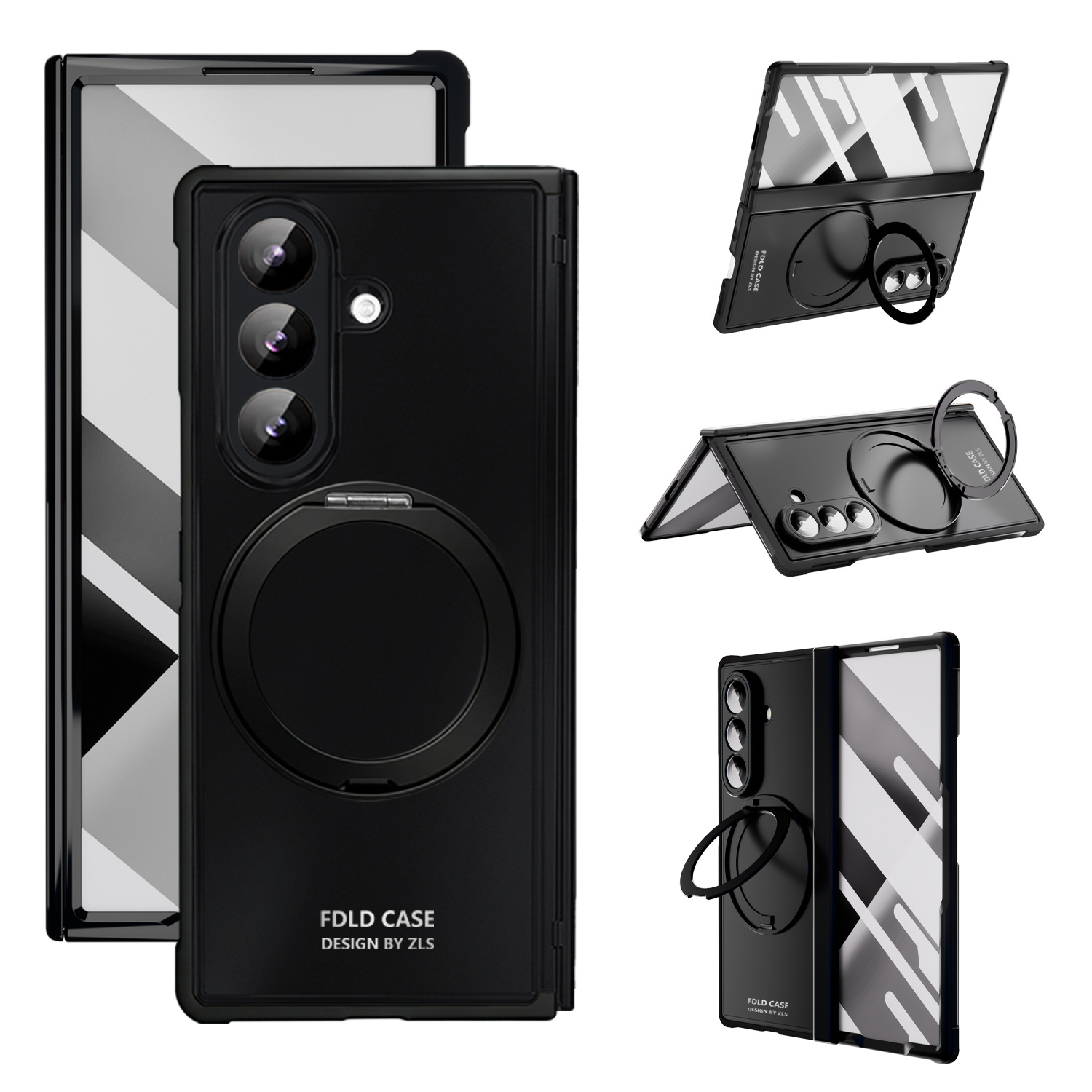Compatible with Samsung Z Fold8/7 phone case, magnetic charging rotating stand, central axis case, full-coverage drop-proof protective case