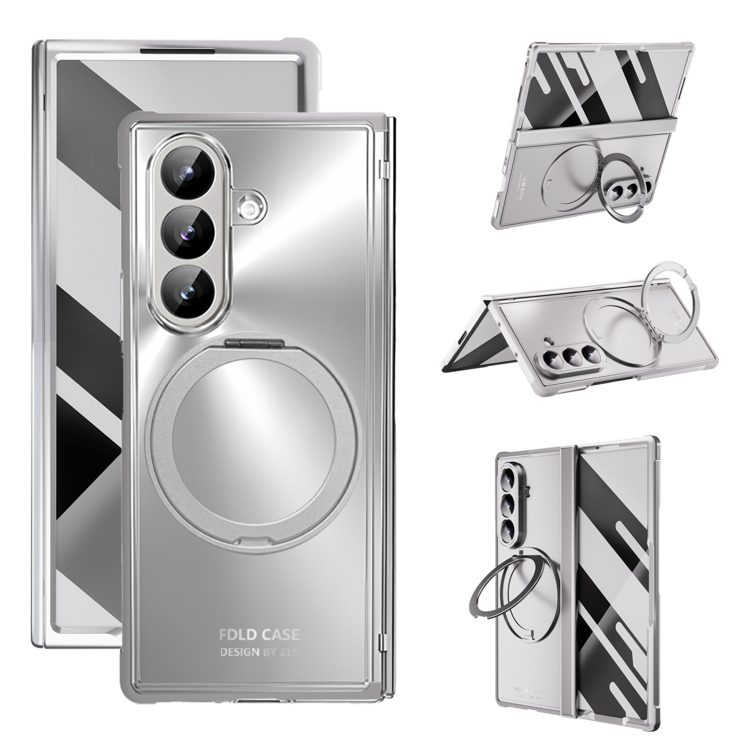 Compatible with Samsung Z Fold8/7 phone case, magnetic charging rotating stand, central axis case, full-coverage drop-proof protective case