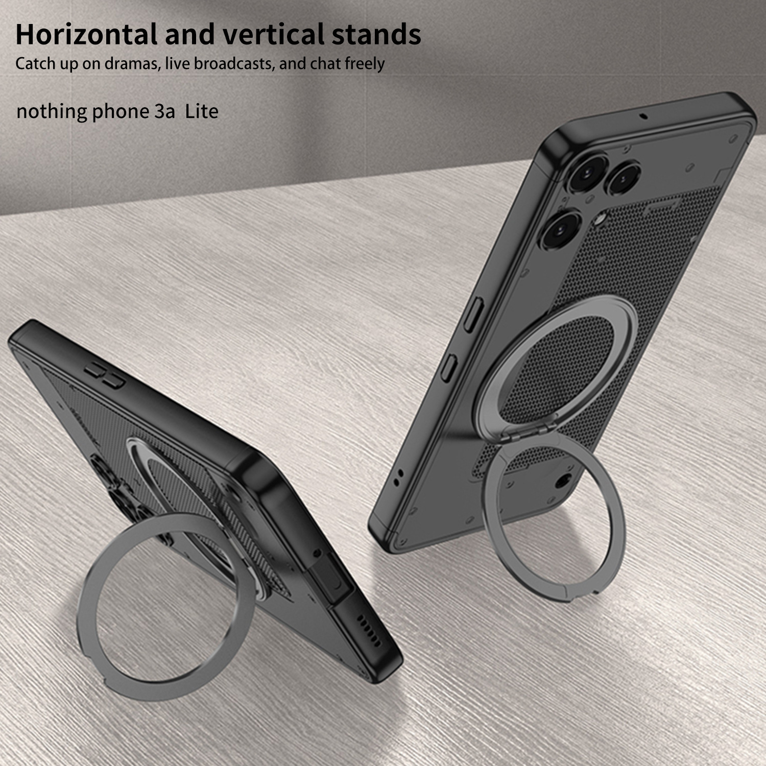 Compatible with Nothing Phone 3 Alite phone case, magnetic rotating stand, 3-section color-blocking protective case